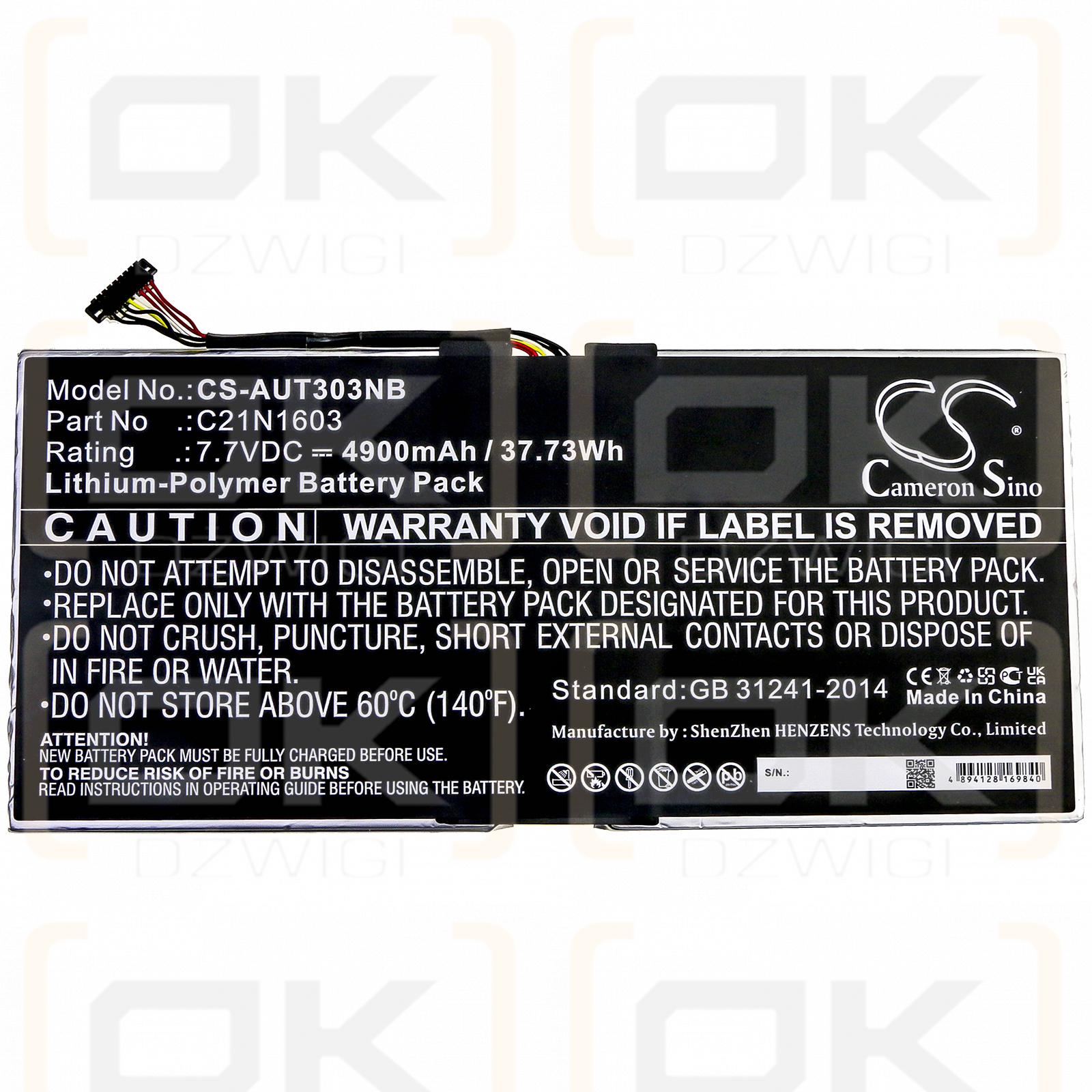 Asus UX390UA / 0B200-02100100 4900 mAh Li-Polymer 7,7 V (Cameron Sino)