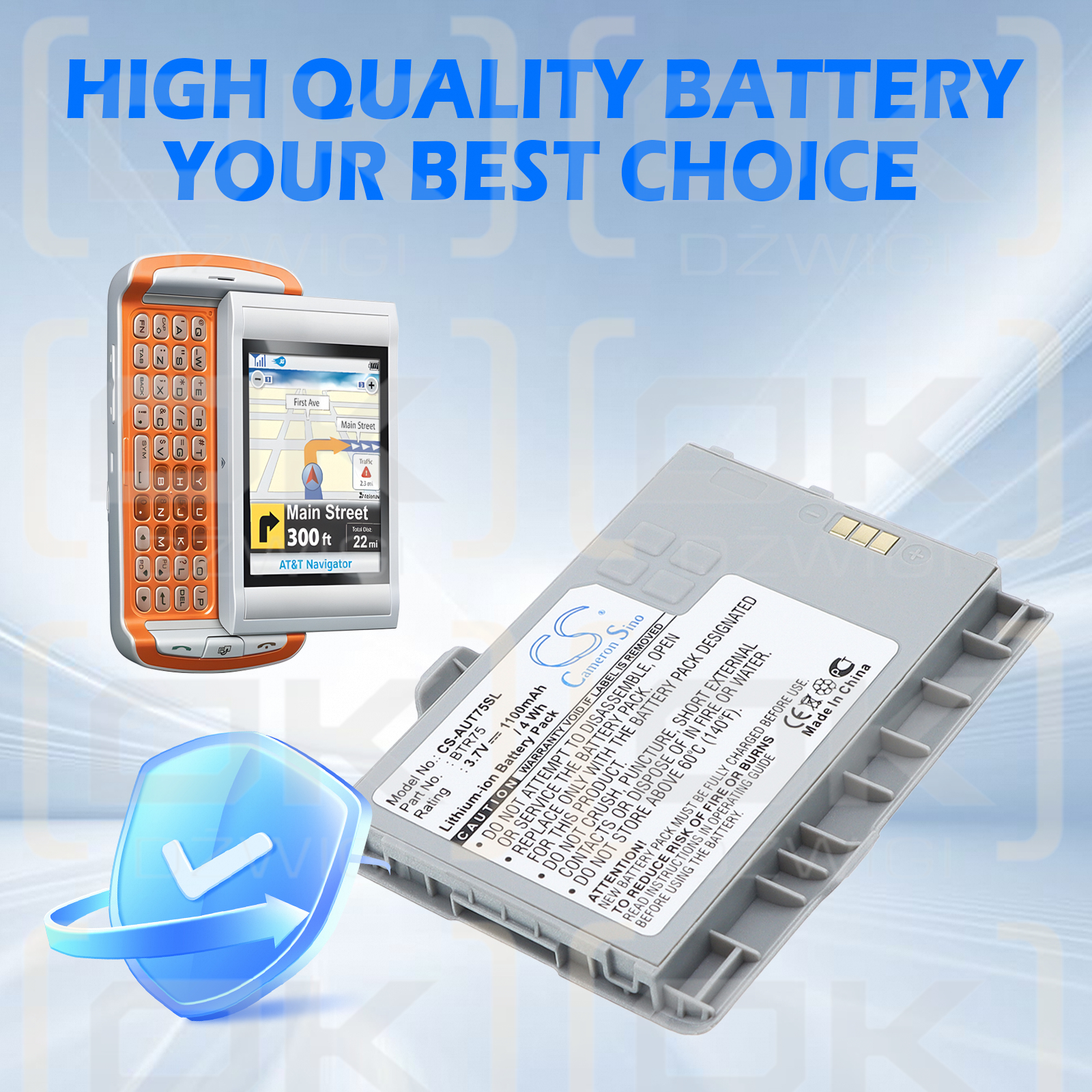 AudioVox GTX75 / BTR75 1100 mAh Li-ion 3.7 V (Cameron Sino)