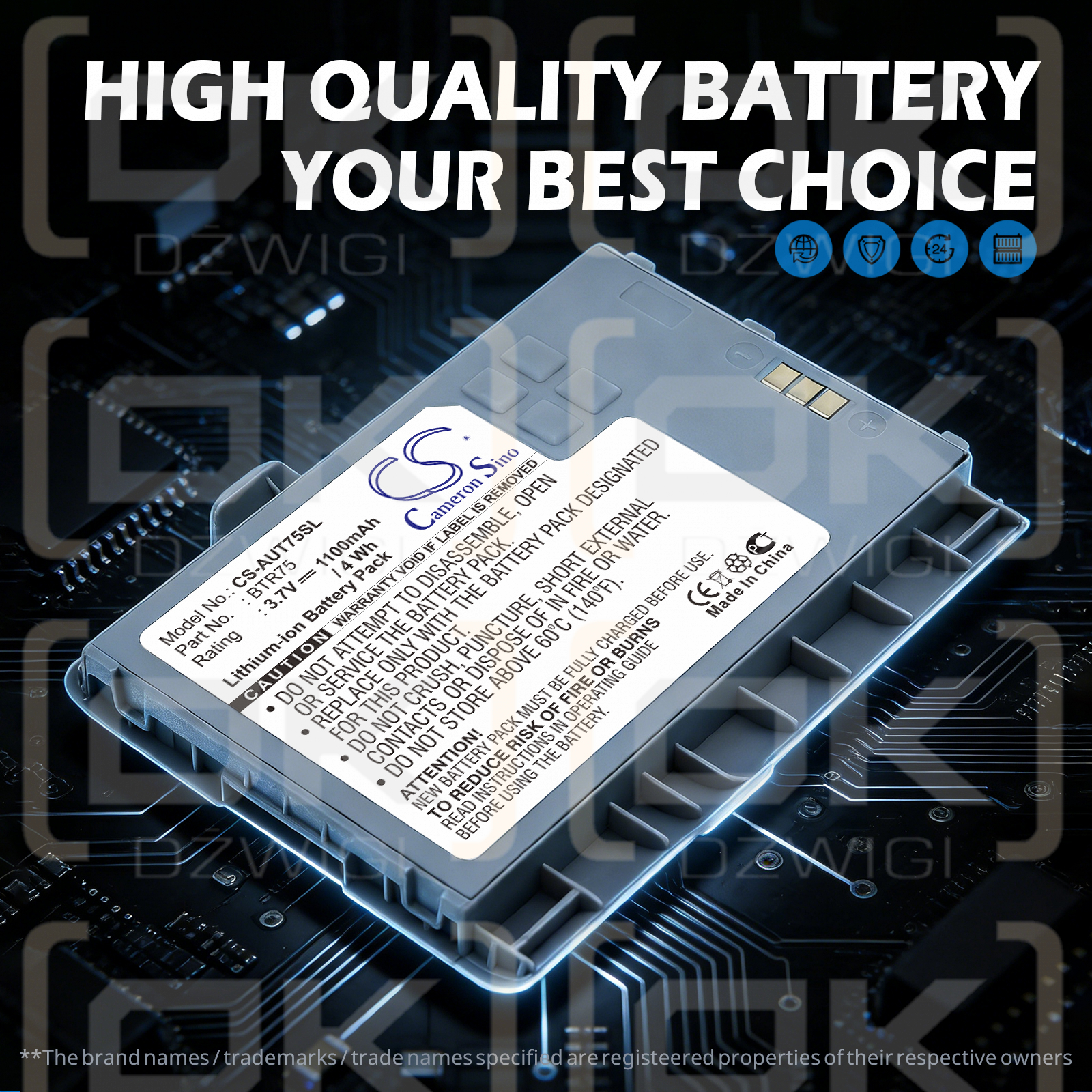 AudioVox GTX75 / BTR75 1100 mAh Li-ion 3.7 V (Cameron Sino)