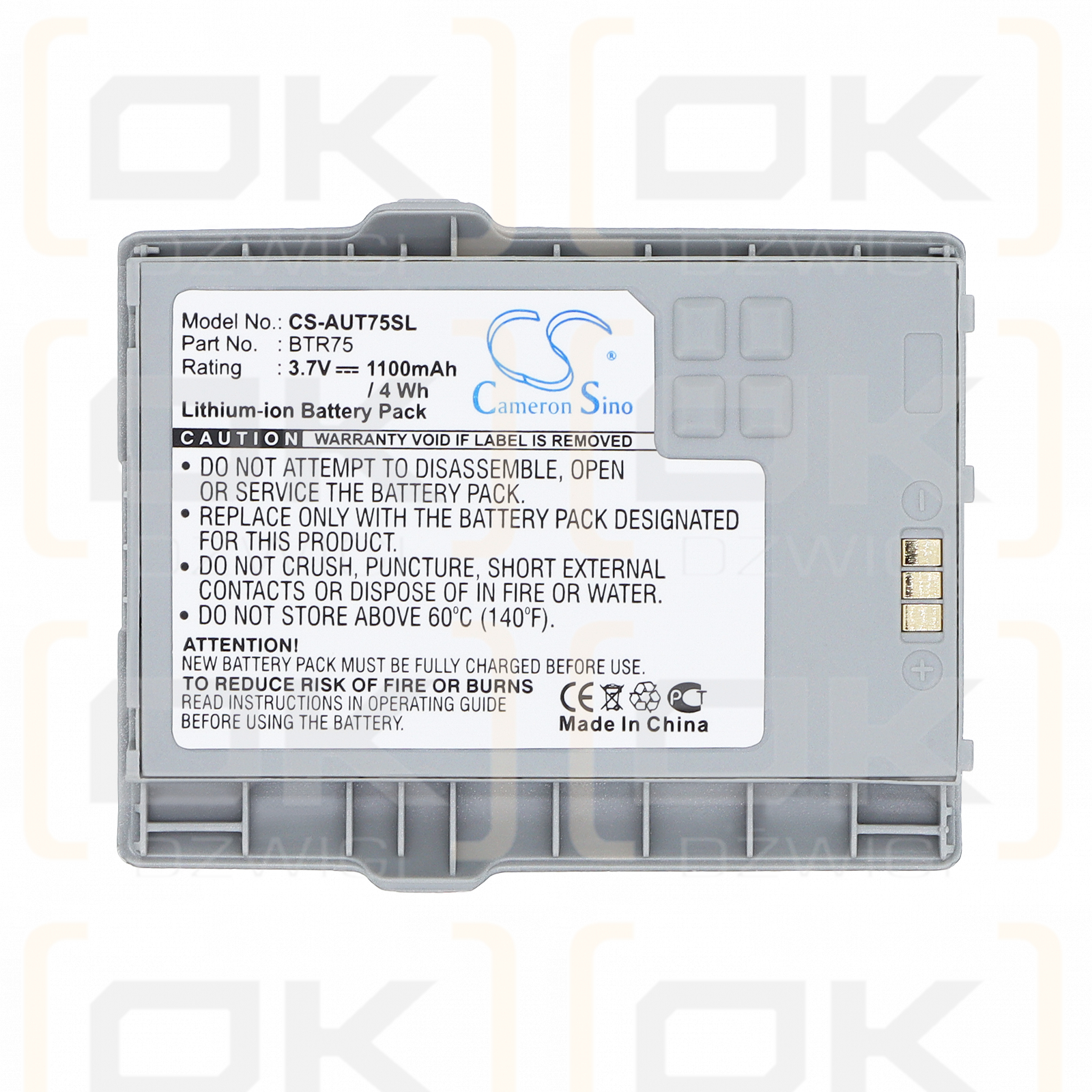 AudioVox GTX75 / BTR75 1100 mAh Li-ion 3.7 V (Cameron Sino)