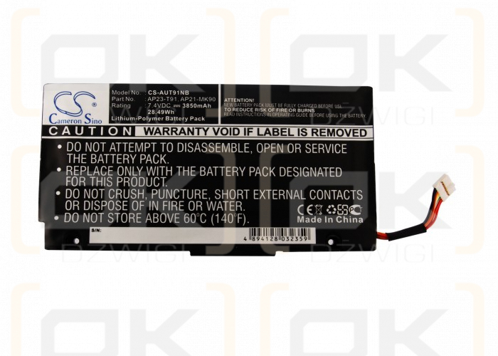 Ersatzakku für Asus Eee PC MK90H / AP23-T91 3850 mAh Li-Polymer 7,4 V (Cameron Sino)