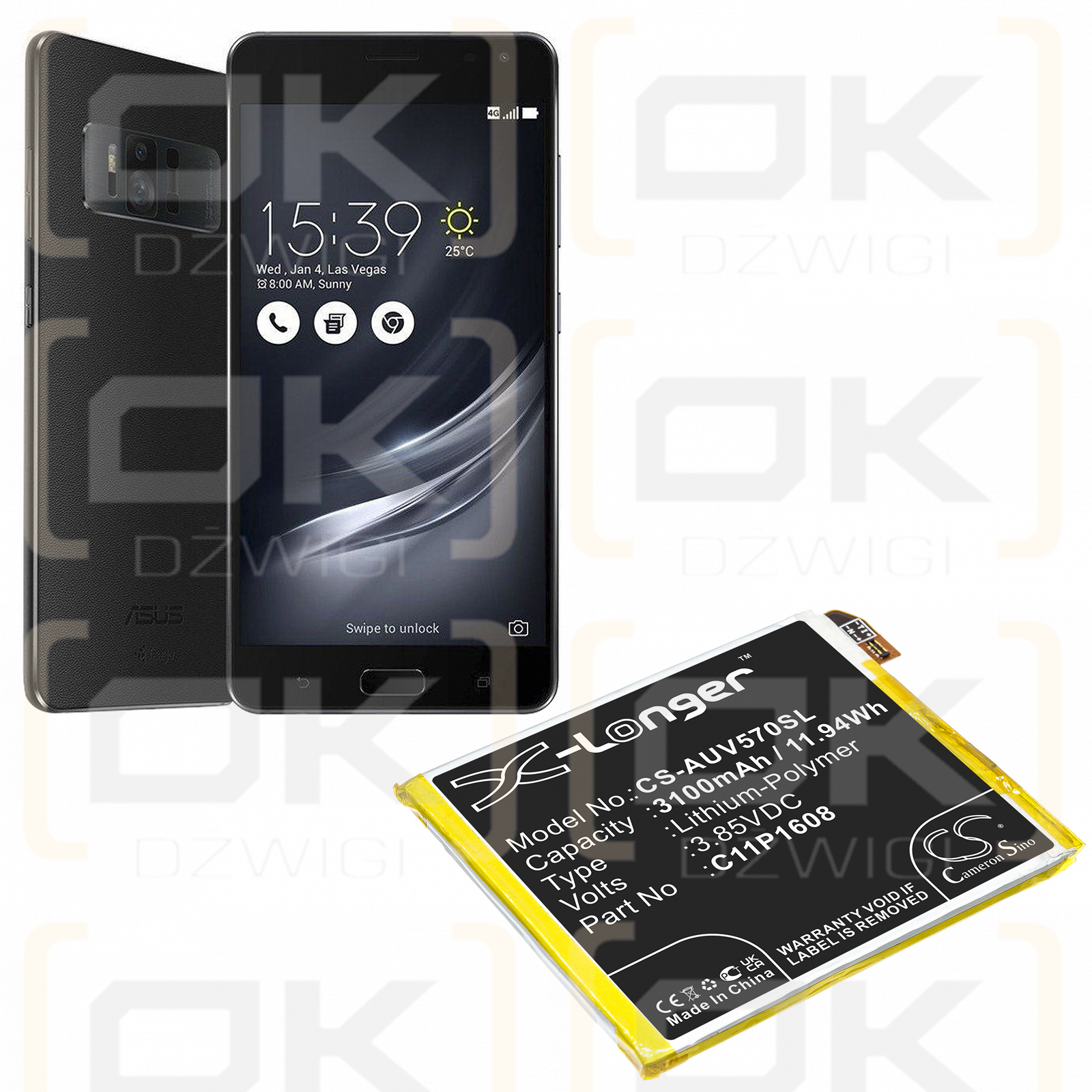 Asus V570KL / C11P1608 3100 mAh Li-Polymer 3,85 V (Cameron Sino)