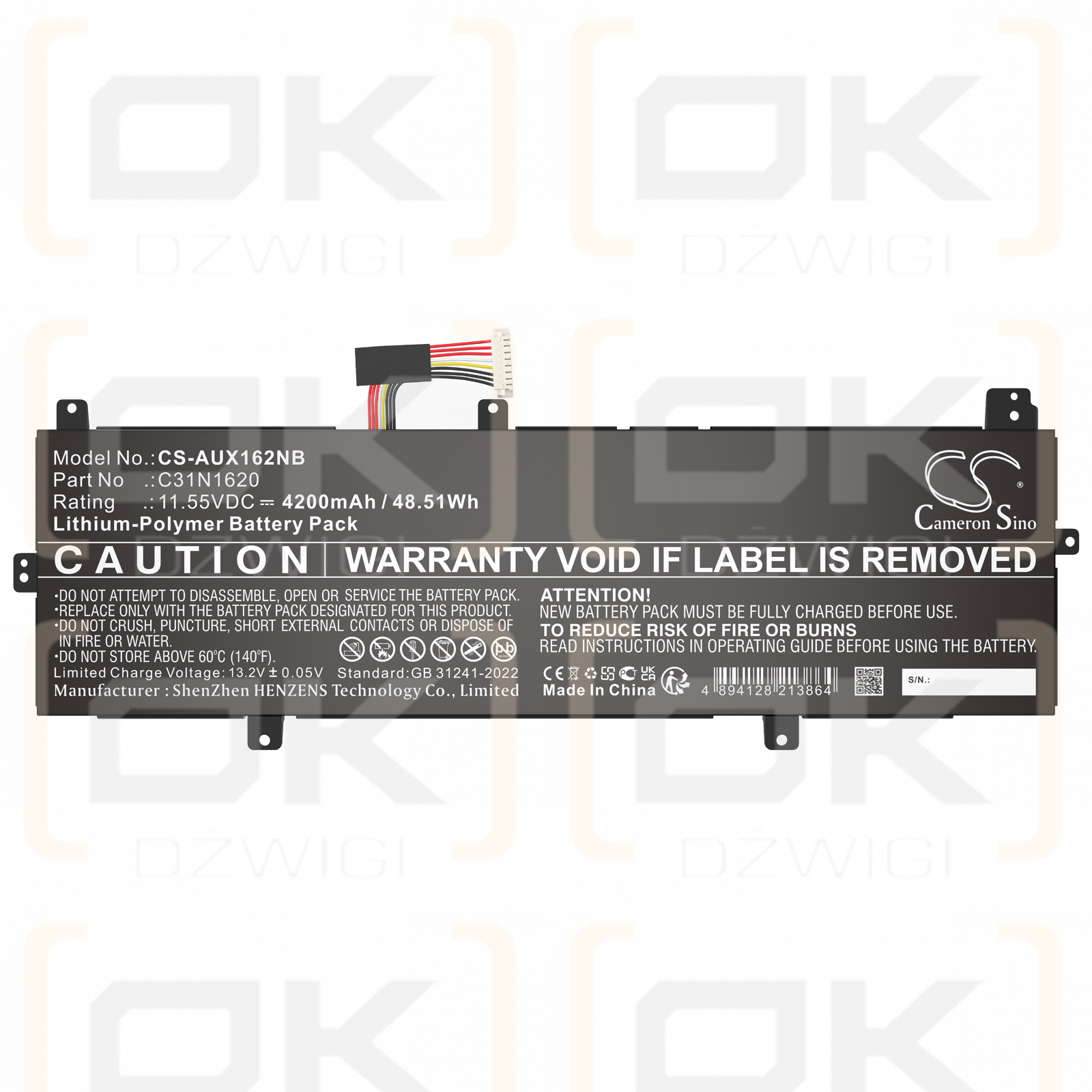 Asus ux430uar / 0B200-02370000 4200mAh Li-Polymer 11.55V (Cameron Sino)