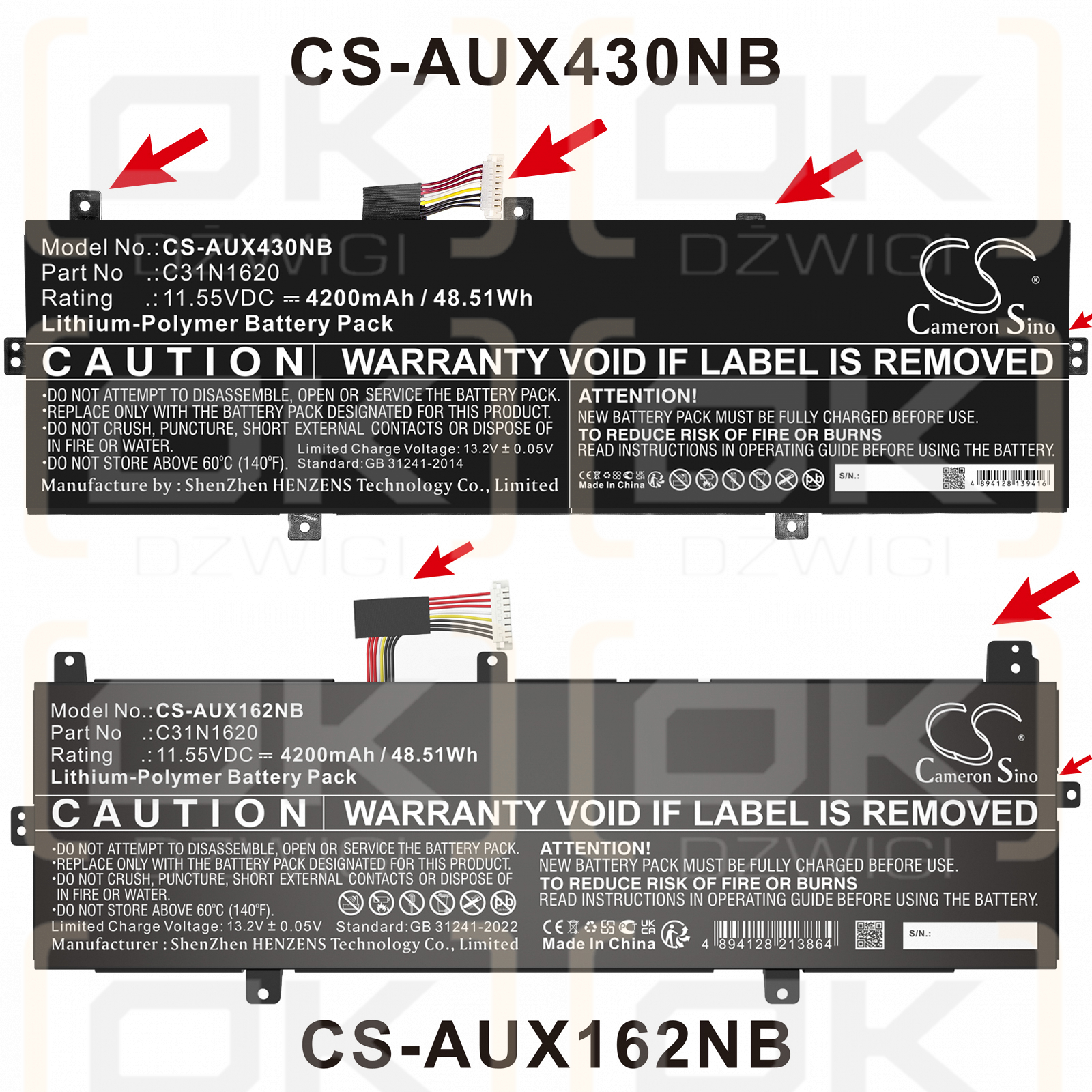 Asus ux430uar / 0B200-02370000 4200mAh Li-Polymer 11.55V (Cameron Sino)