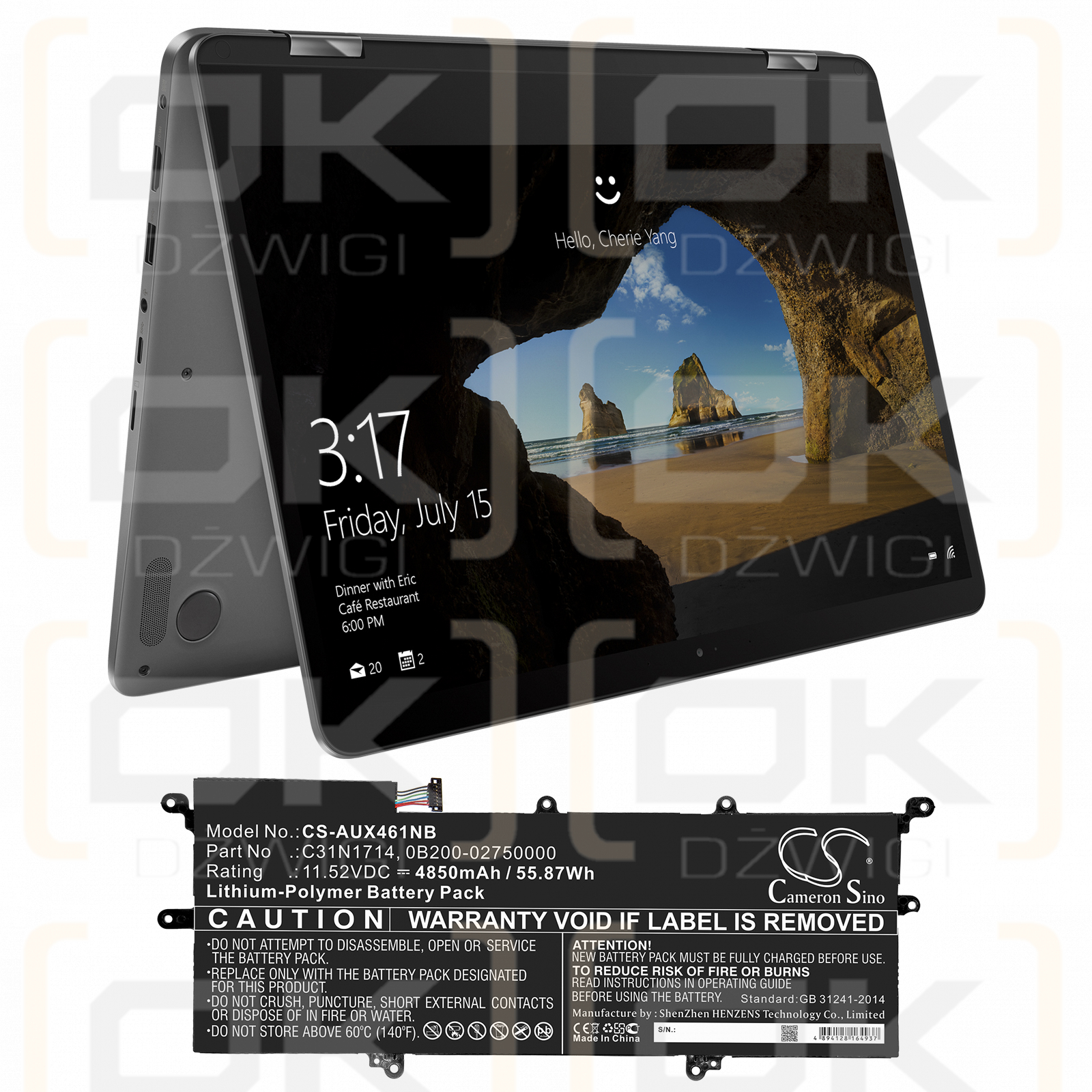 Asus ZenBook Flip 14 UX461UA-E1072T / C31N1714 4850mAh Li-Polímero 11.52V (Cameron Sino)