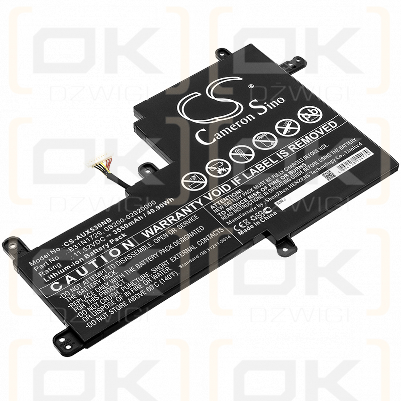 Asus X530UF2FX530UN-1D X530UN1D / B31N1729 3550mAh Li-ion 11.52V (Cameron Sino)