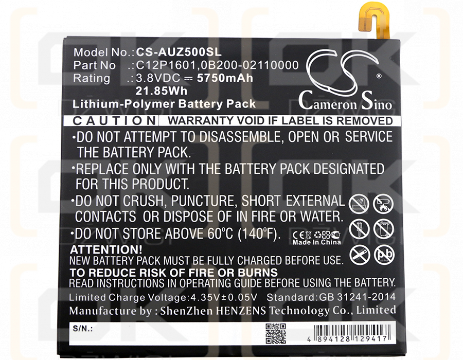 Asus Z500M / C12P1601 5750 mAh Li-Polímero 3.8 V (Cameron Sino)