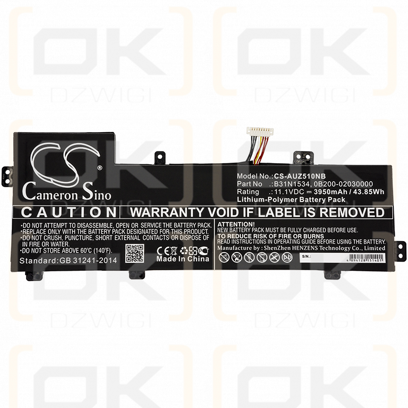 Asus ZenBook UX510UXCN216T / B31N1534 3950 mAh Li-Polymer 11,1 V (Cameron Sino)