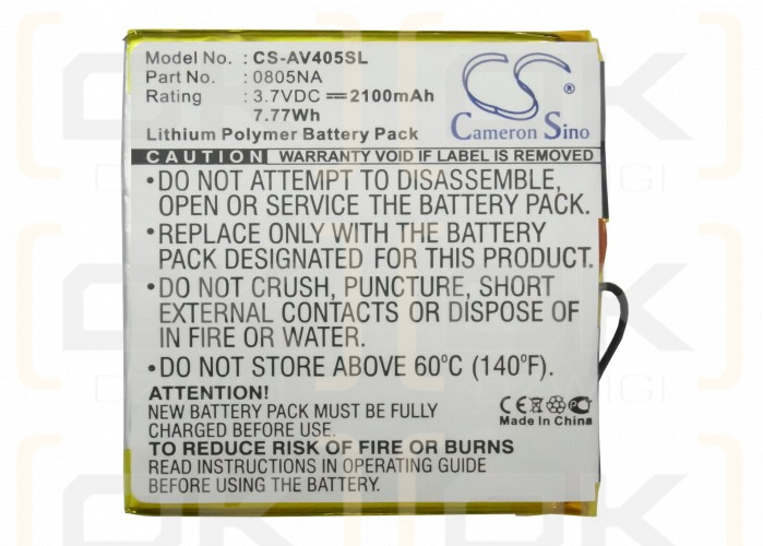 Archos AV405 Protable Media Player 2GB / 0805NA 2100 mAh Li-Polymer 3.7 V (Cameron Sino)