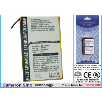 Archos AV4100 / 774001 3150 mAh Li-Polímero 3.7 V (Cameron Sino)