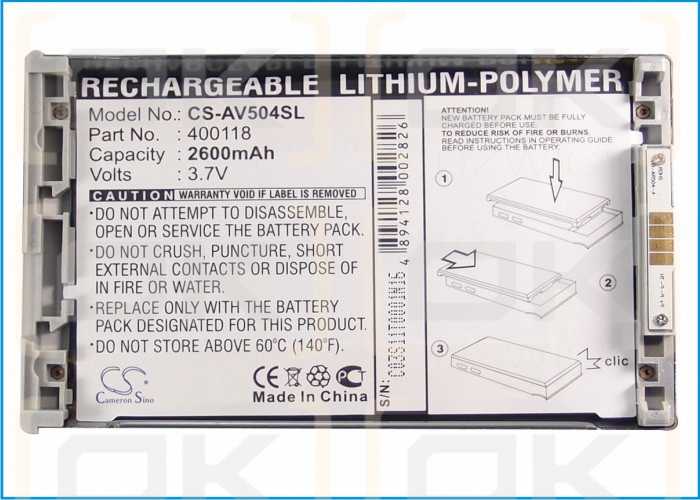 Archos AV504 / 400118 2600 mAh Li-Polymer 3.7 V (Cameron Sino)