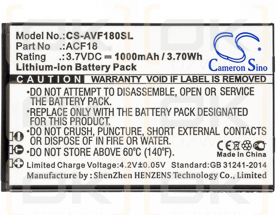 Archos F18 / ACF18 1000mAh Li-ion 3.7V (Cameron Sino)