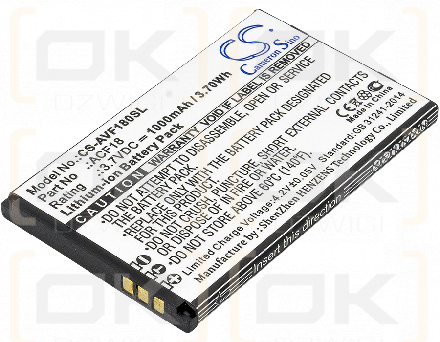 Archos F18 / ACF18 1000mAh Li-ion 3.7V (Cameron Sino)