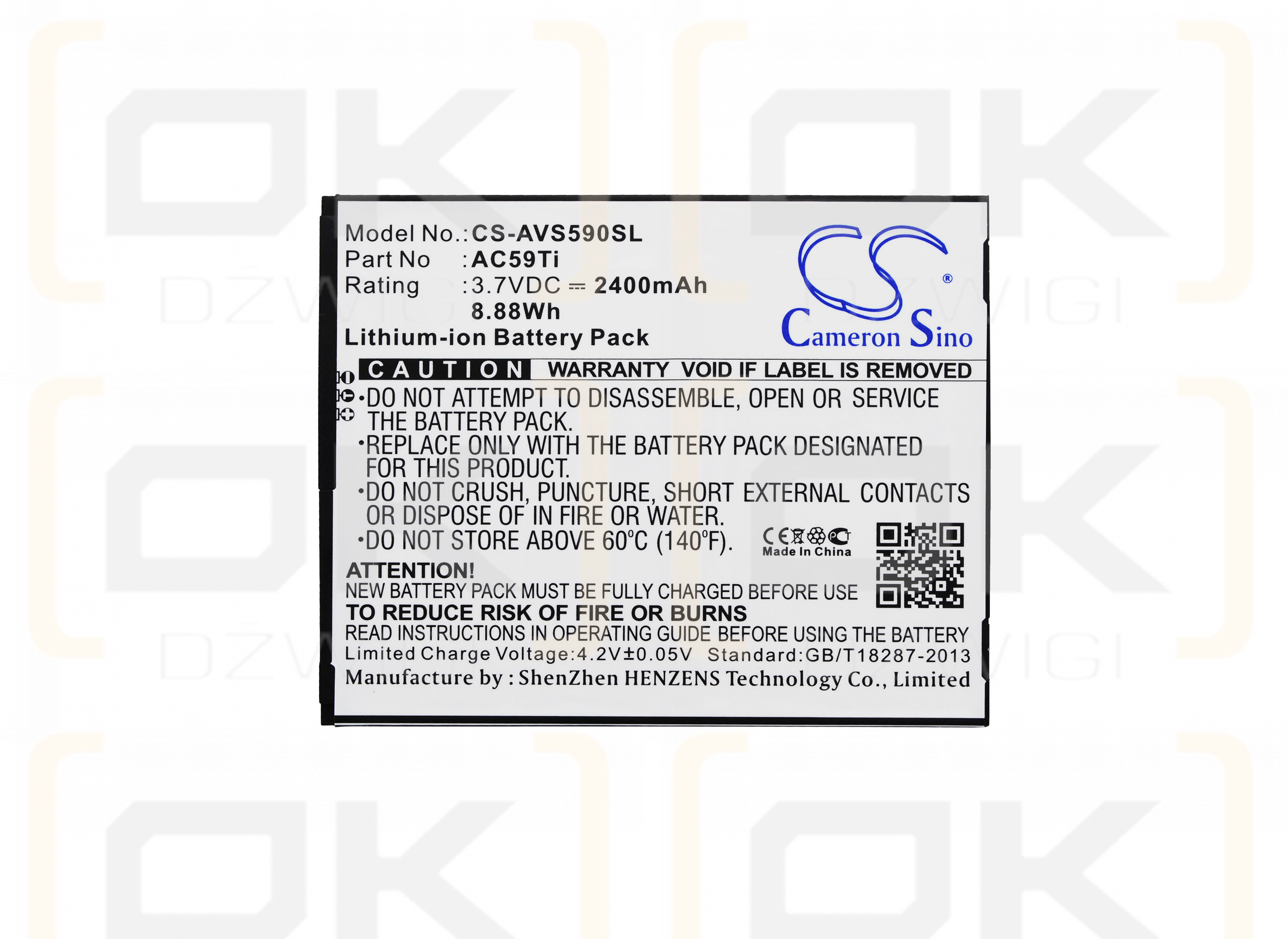 Archos A59 Titanium / AC59Ti 2400mAh Li-ion 3.7V (Cameron Sino)