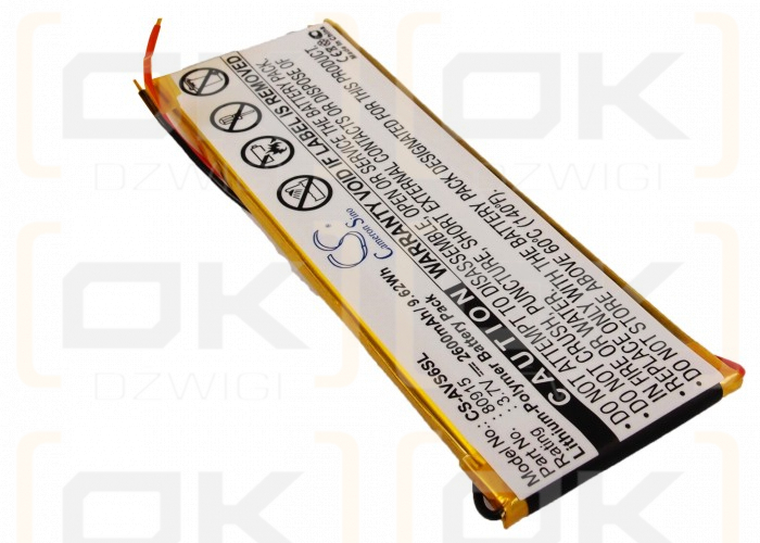 Archos 5 250 GB / 80915 2600 mAh Li-Polymer 3.7 V (Cameron Sino)