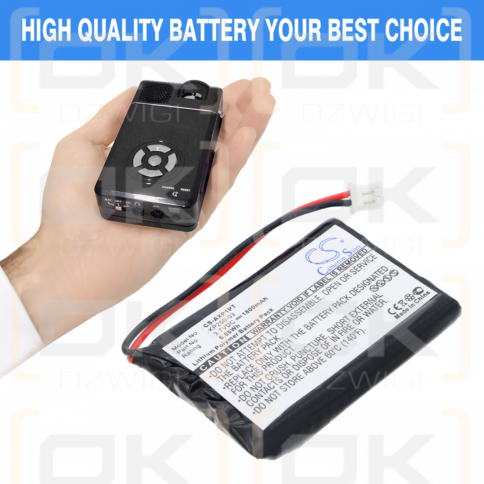 Proyector AAXA P1 Pico / KP250-03 1700 mAh Li-Polymer 3.7 V (Cameron Sino)