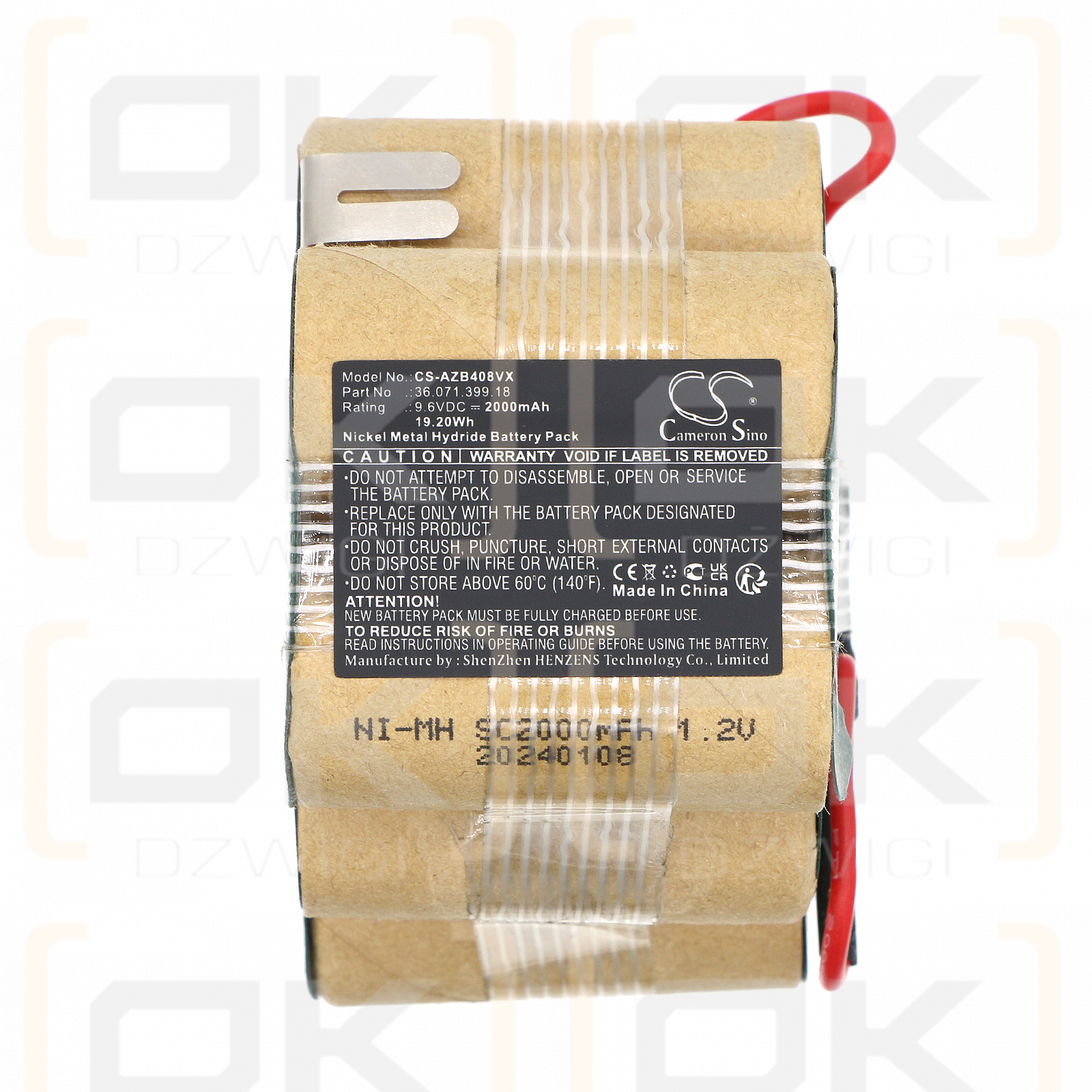 AEG ZB4108 / 36.071.399.18 2000mAh Ni-MH 9.6V (Cameron Sino)