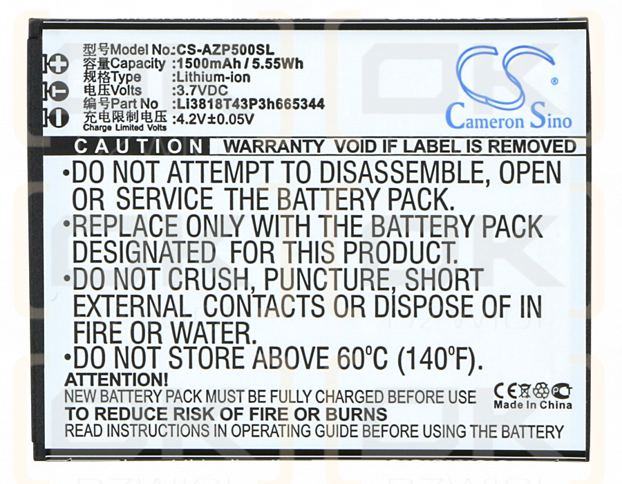 Increíble A5s / Li3818T43P3h665344 1500mAh Li-ion 3.7V (Cameron Sino)