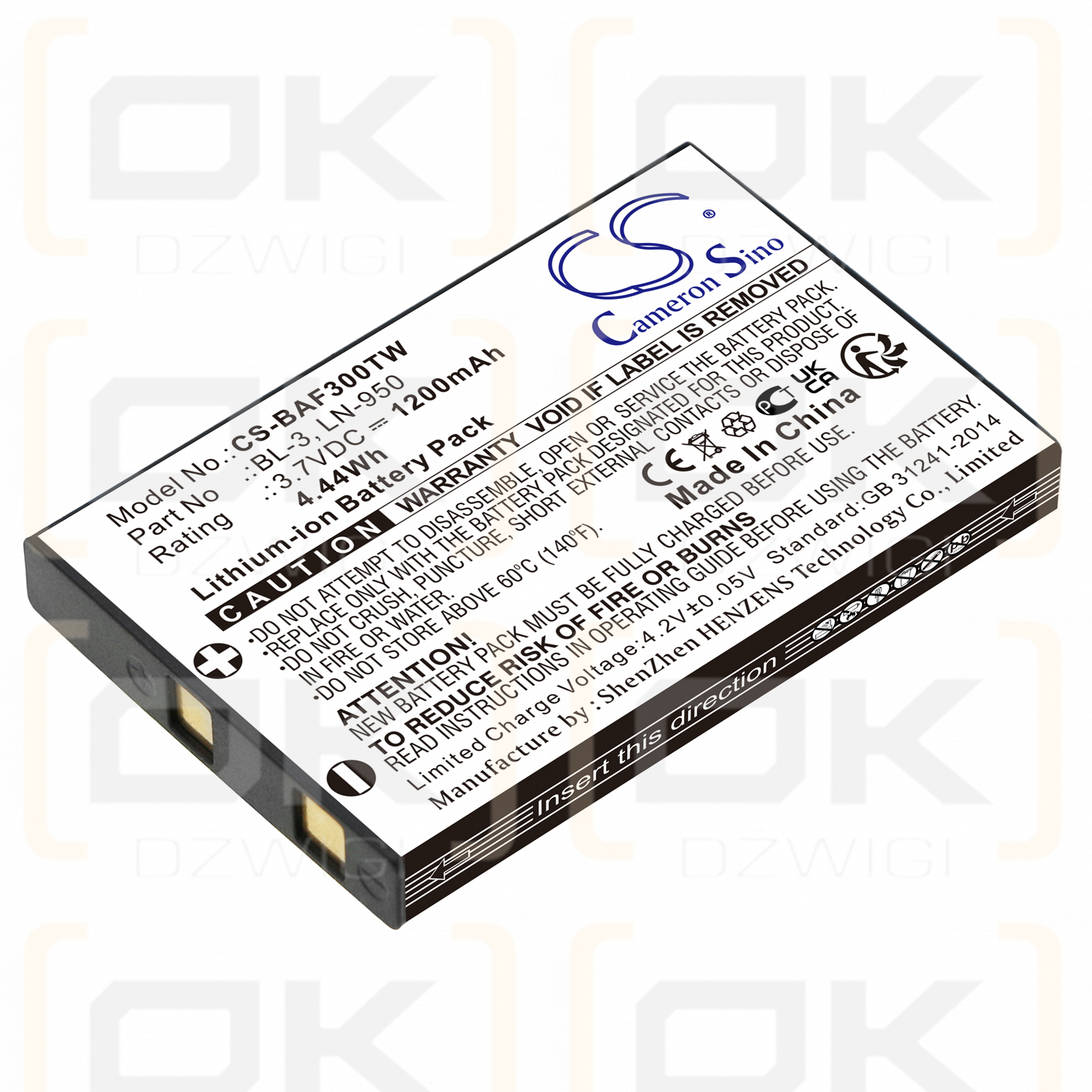 Baofeng BF-R5 / BL-3 1200 mAh Li-Ion 3,7 V (Cameron Sino)