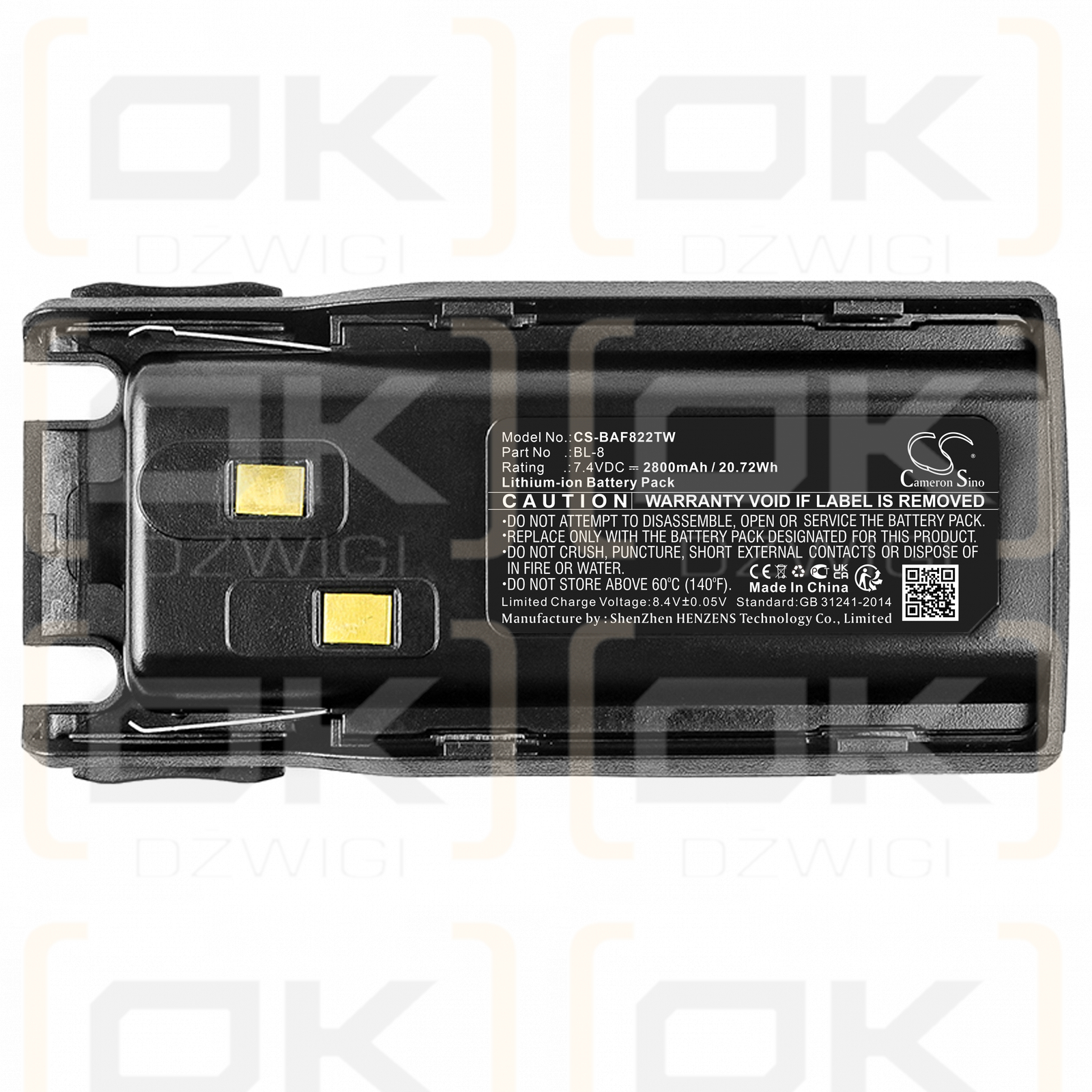 Baofeng UV-82HP / BL-8 2800 mAh Li-ion 7,4 V (Cameron Sino)