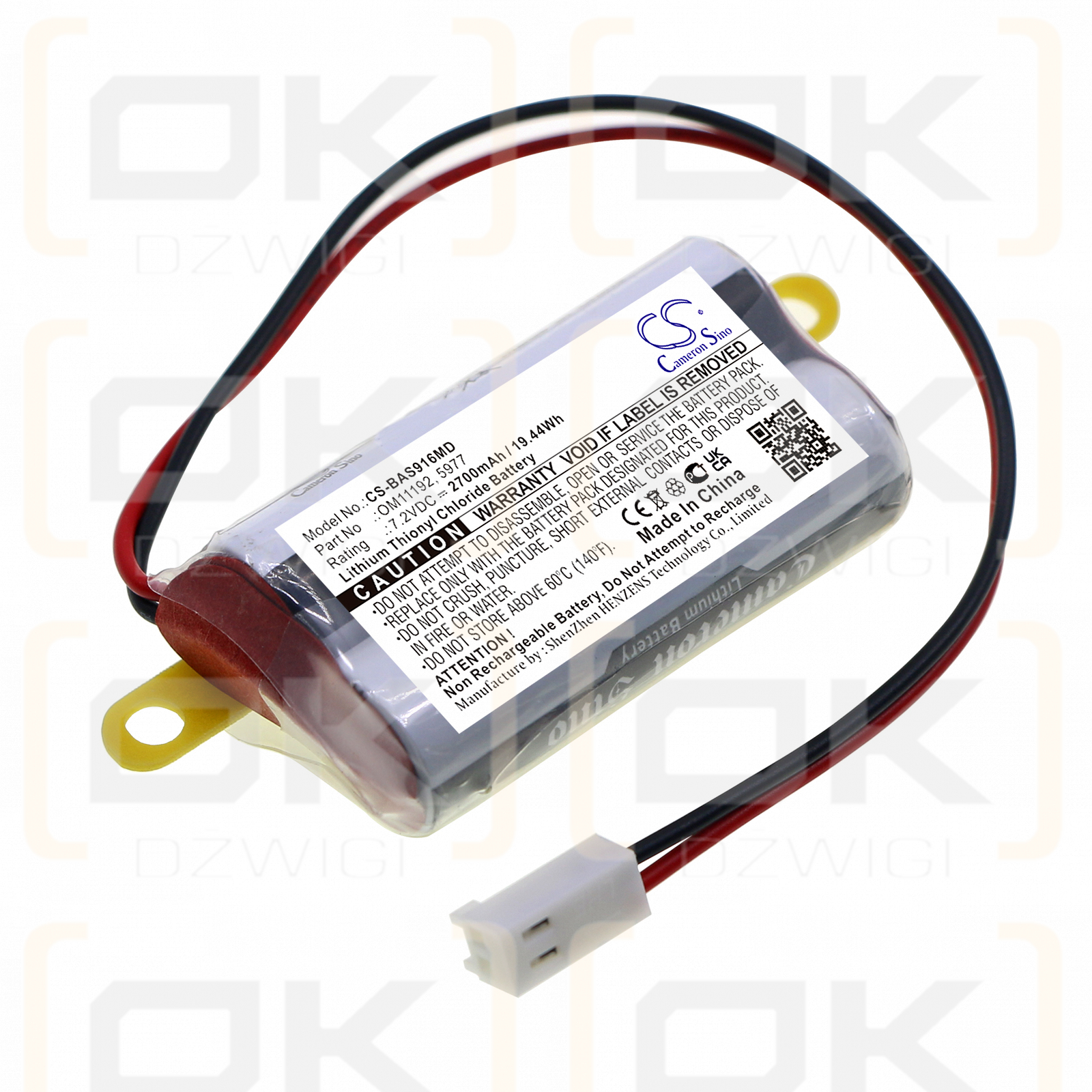 Baxter Healthcare 2M91617 / OM11192 2700mAh Li-SOCl2 7.2V (Cameron Sino)
