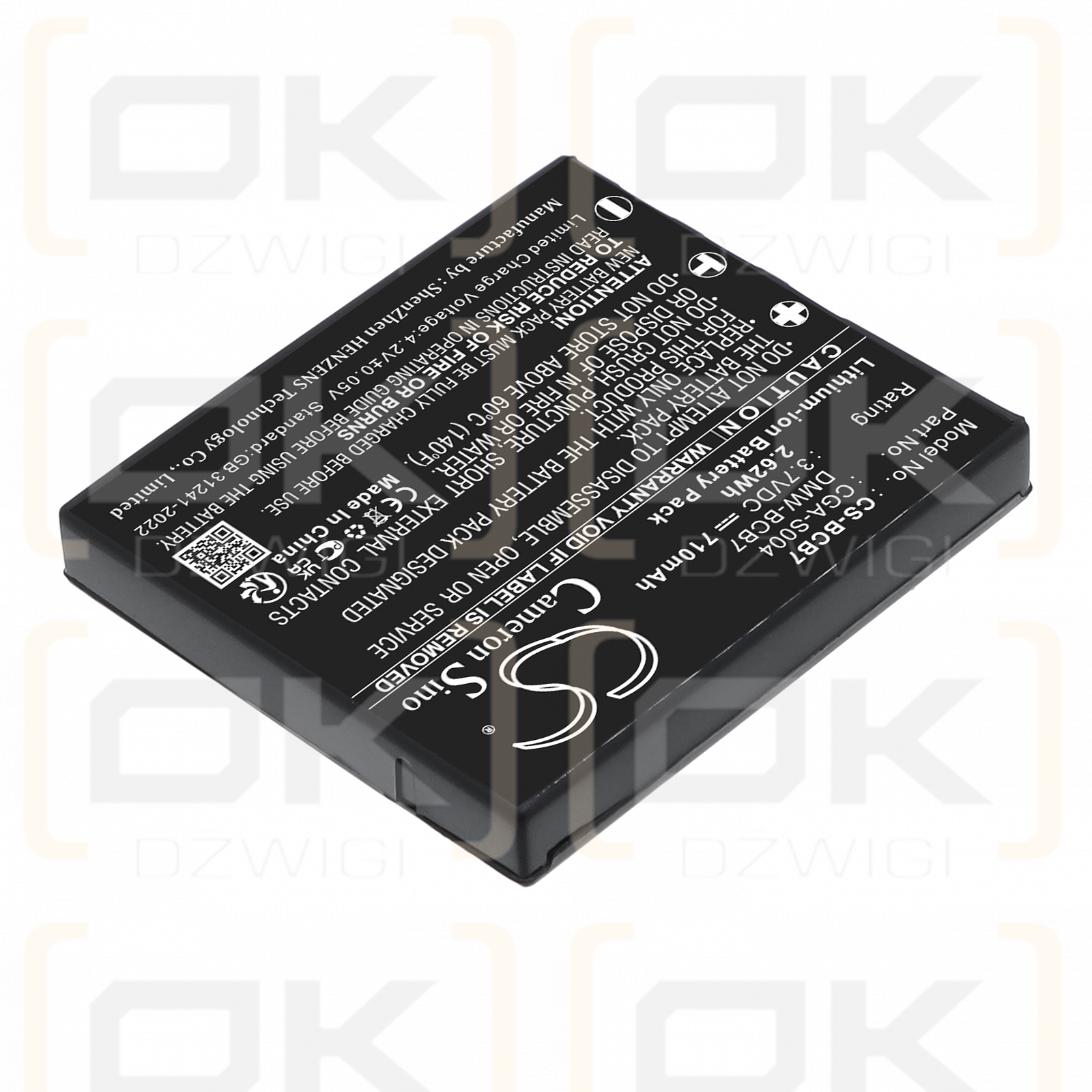 Panasonic DMC-FX7W / CGA-S004 710 mAh Li-ion 3,7 V (Cameron Sino)