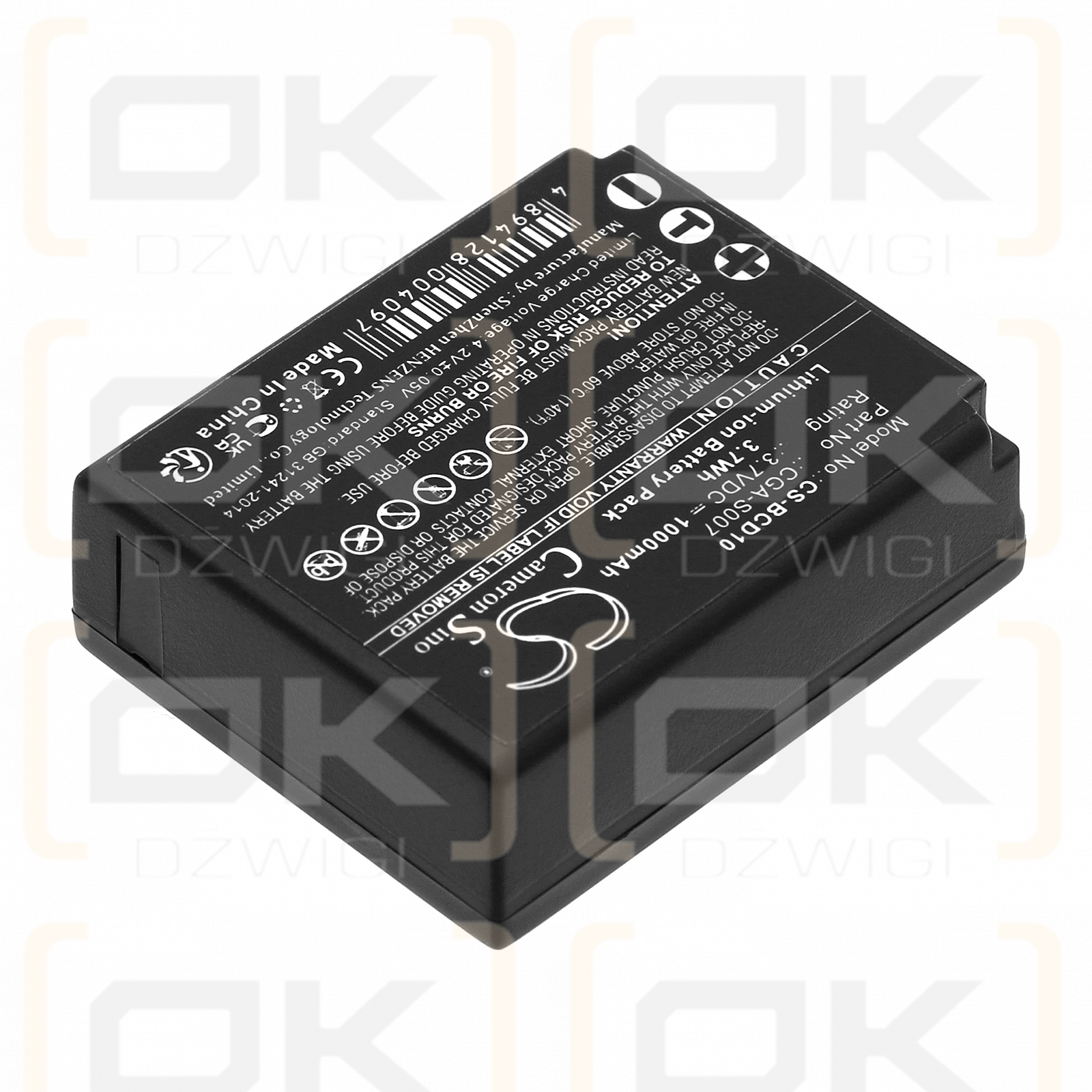 Panasonic Lumix DMC-TZ4 / CGA-S007 1000mAh Li-ion 3.7V (Cameron Sino)