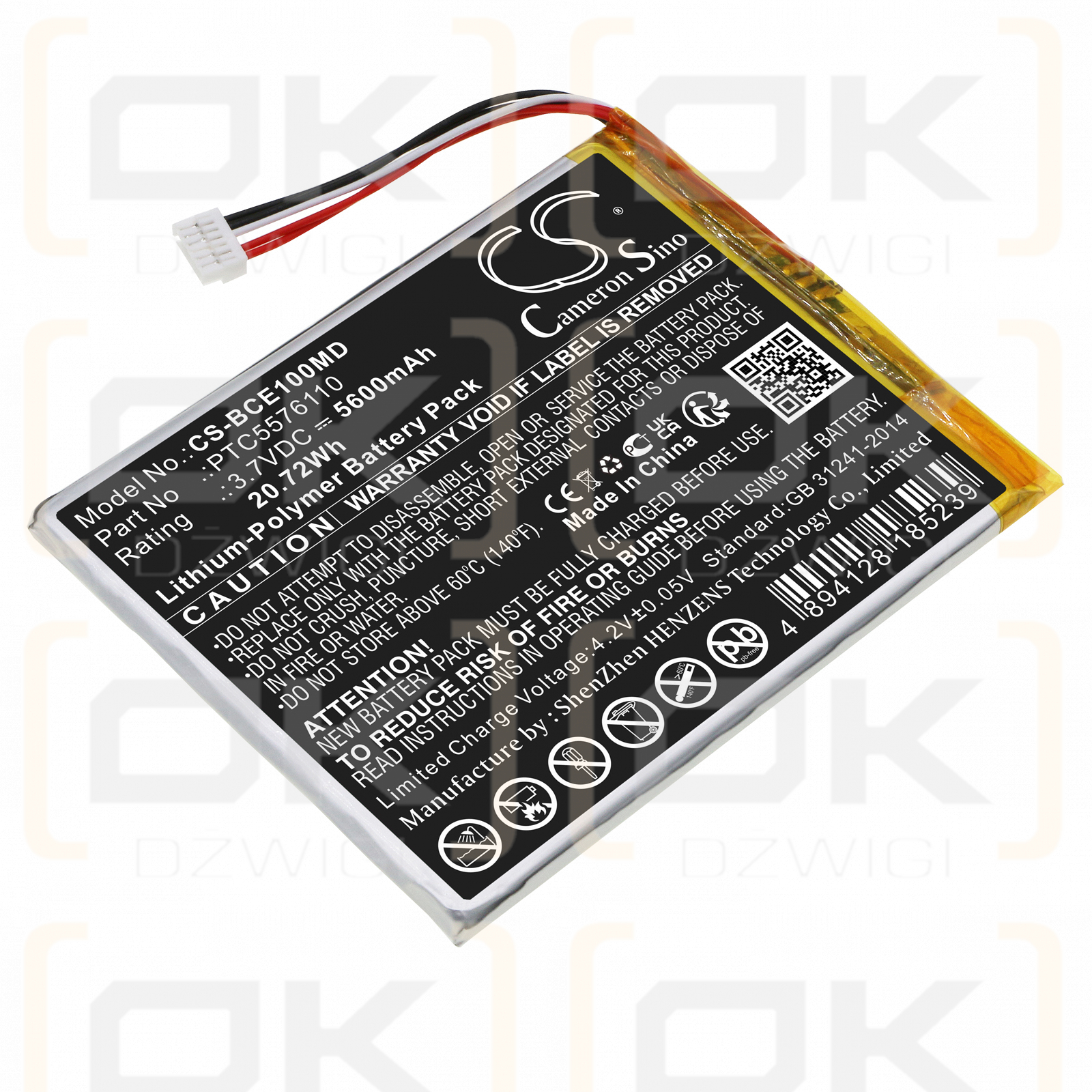 Biocare iE10 / PTC5576110 5600 mAh Li-Polymer 3,7 V (Cameron Sino)