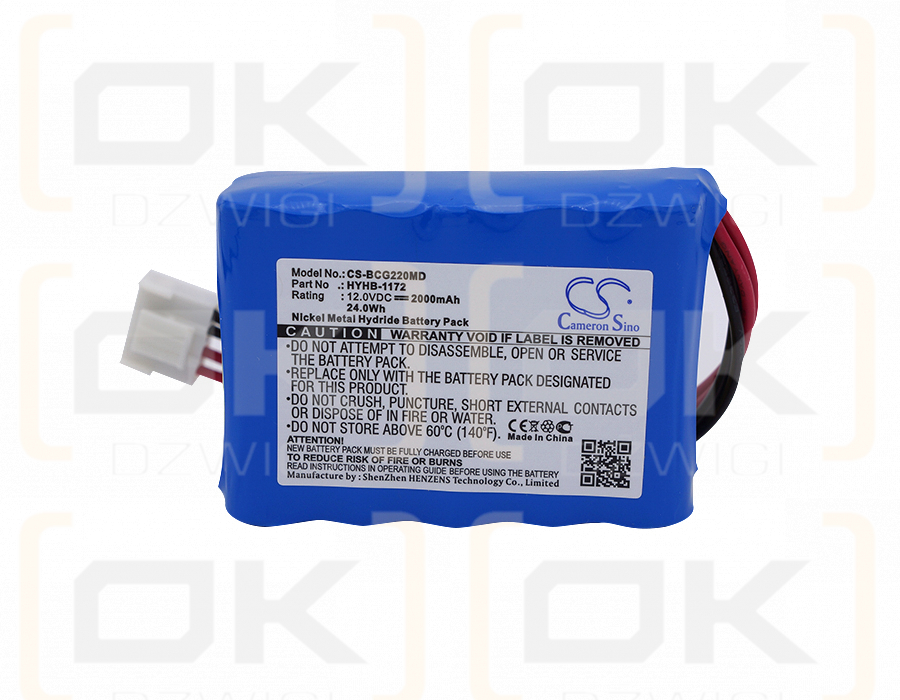 Biomédico ECG-220 / HYHB-1172 2000mAh Ni-MH 12.0V (Cameron Sino)