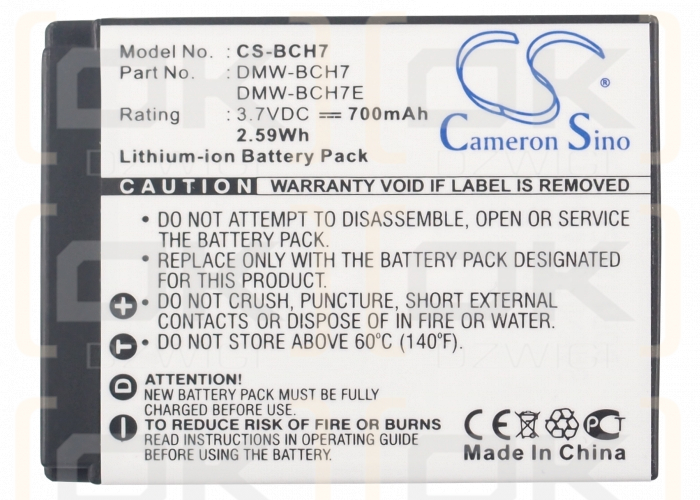 Panasonic Lumix DMC-FT10S / DMW-BCH7 690 mAh Li-ion 3.7 V (Cameron Sino)