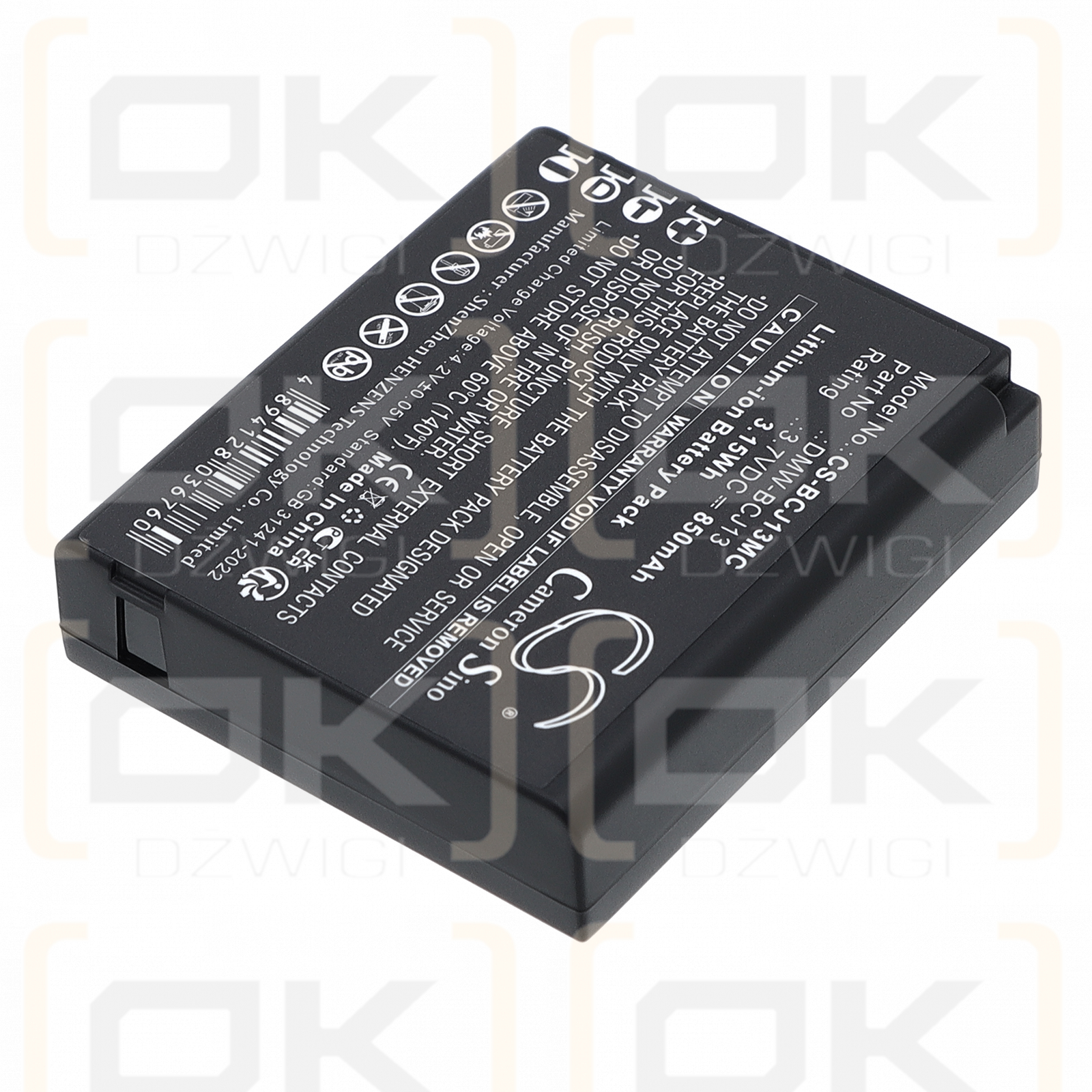 Batería de repuesto para Panasonic Lumix DMC-LX7 10.1 / DMW-BCJ13, 850 mAh, iones de litio, 3,7 V (Cameron Sino)
