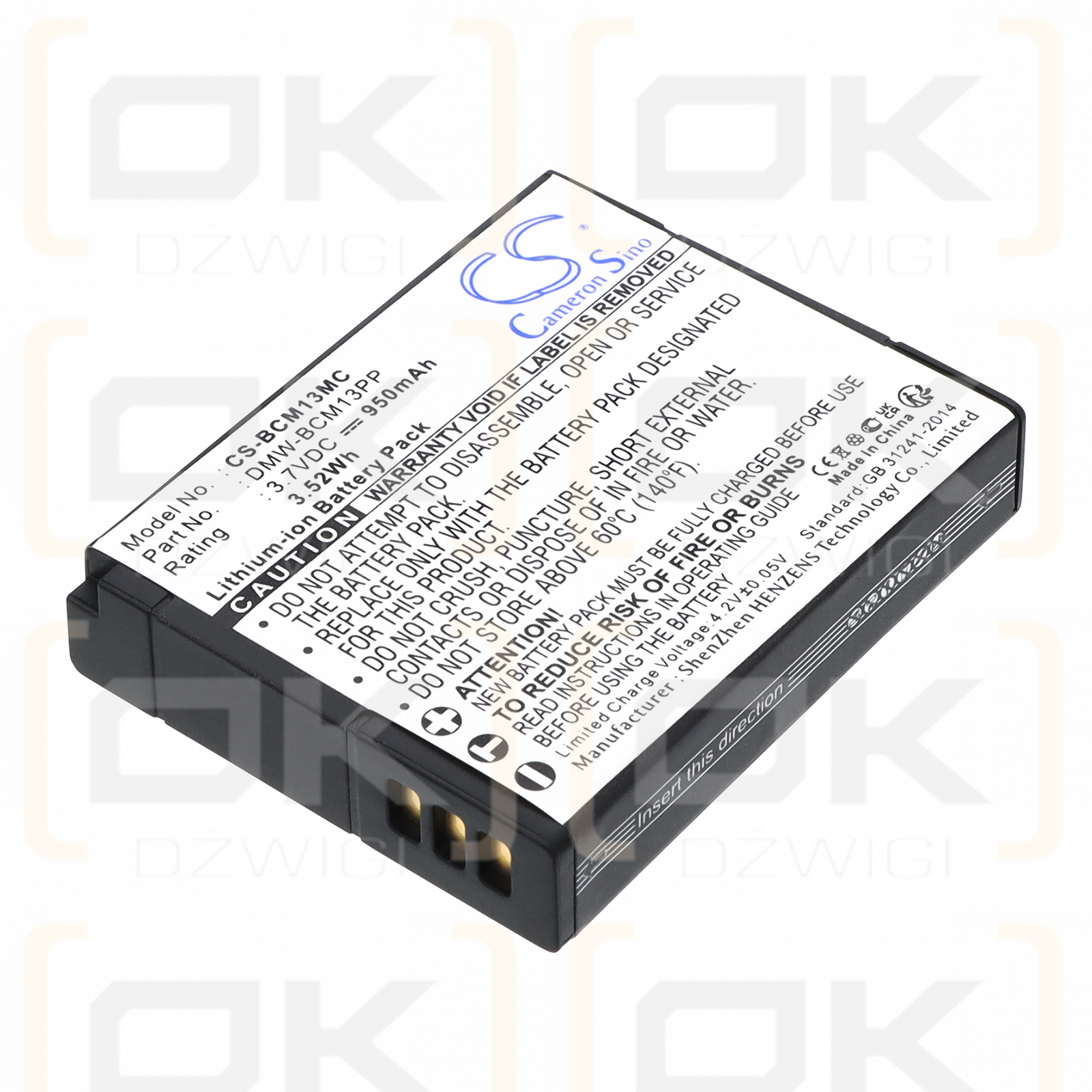 Panasonic Lumix DMC-ZS100K / DMW-BCM13 950 мАч Li-ion 3,7 В (Cameron Sino)