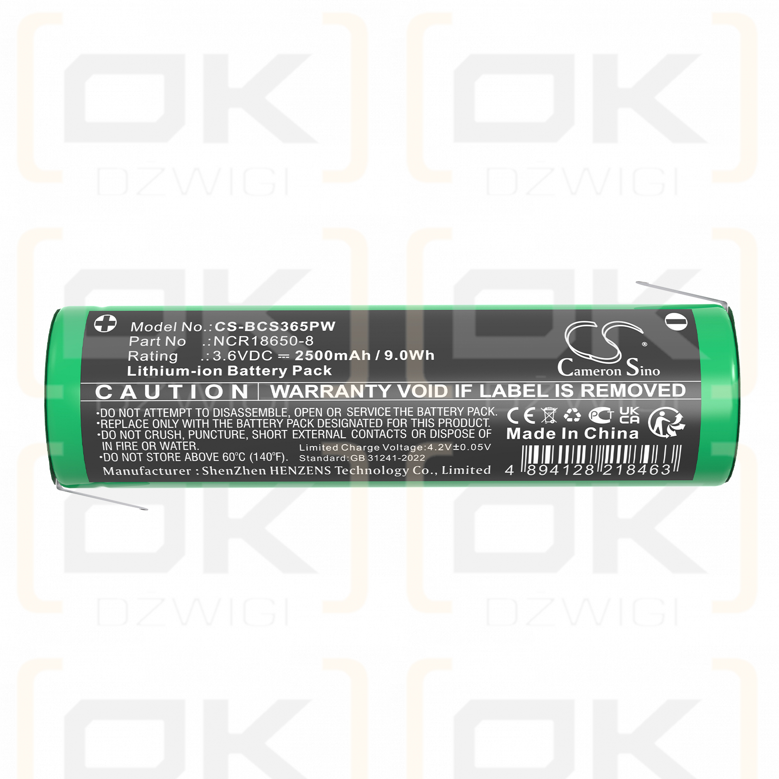 Black & Decker LI4000 Type 5 / NCR18650-8 2500mAh Li-ion 3.6V (Cameron Sino)