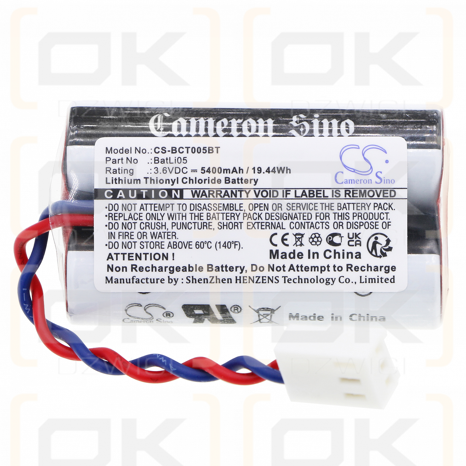 ABB D8904 / FAS8904 5400mAh Li-SOCl2 3.6V (Cameron Sino)