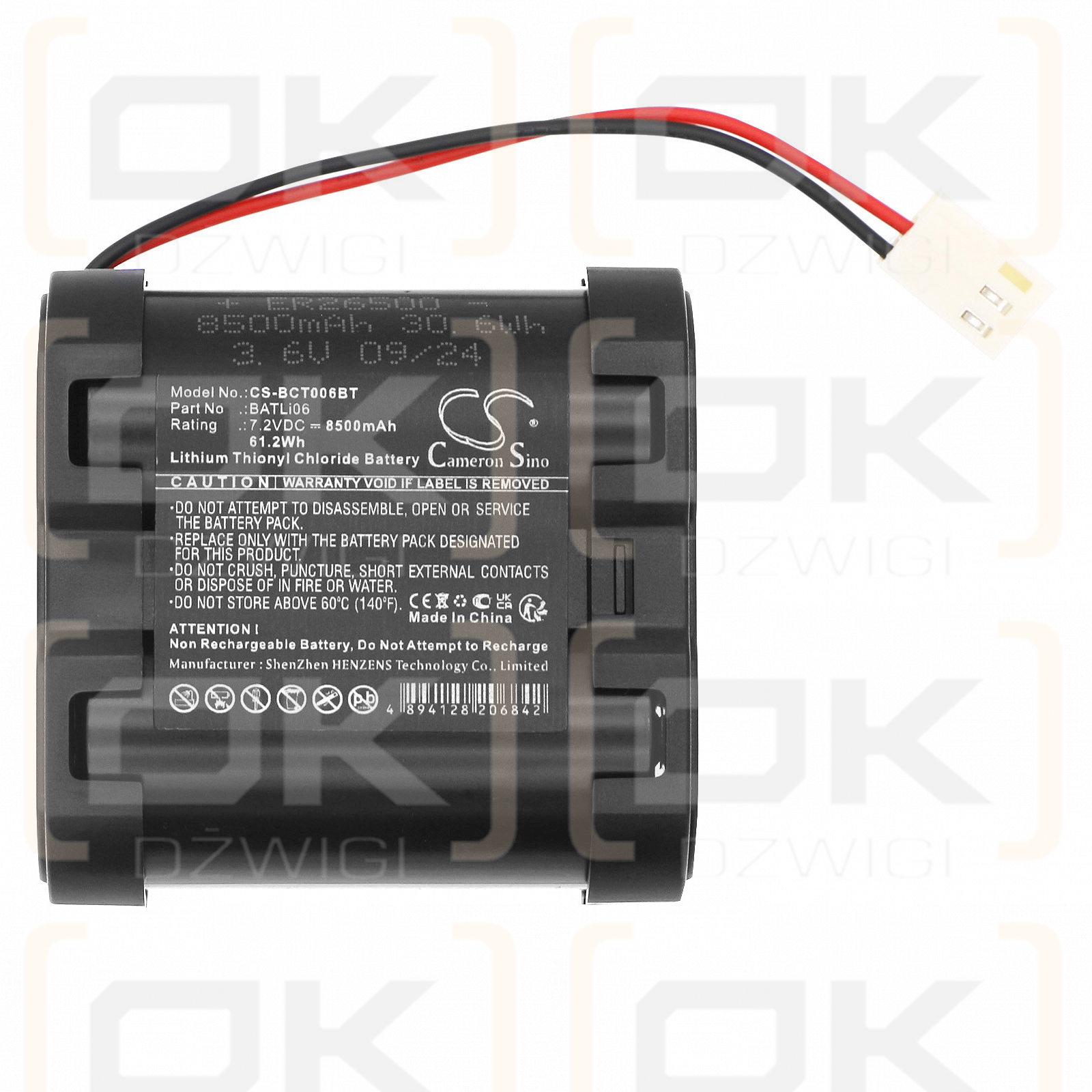 DAITEM D14650F / BATLi06 8500mAh Li-SOCl2 7.2V (Cameron Sino)