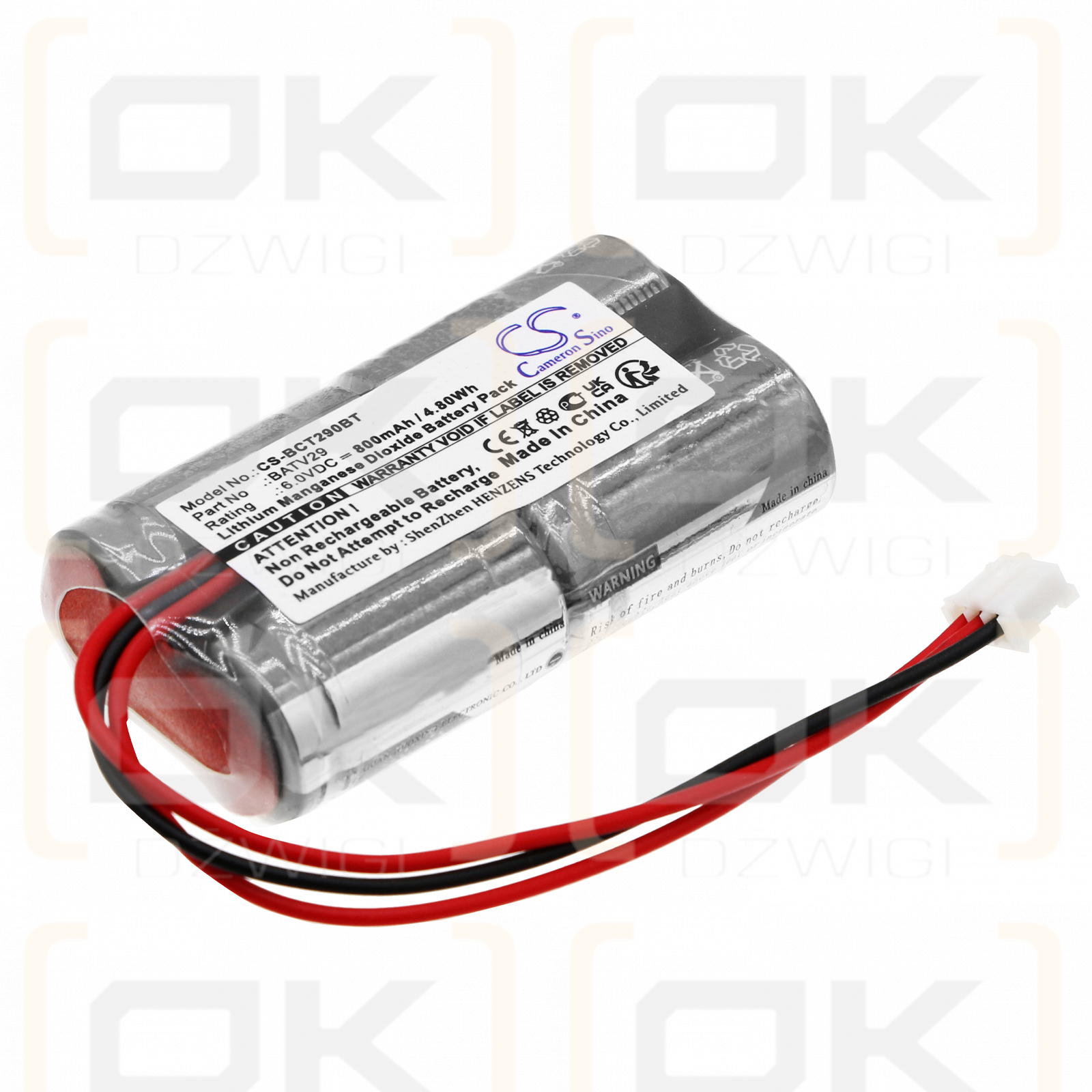 DAITEM 102-27D / BATV29 800mAh Li-MnO2 6.0V (Cameron Sino)