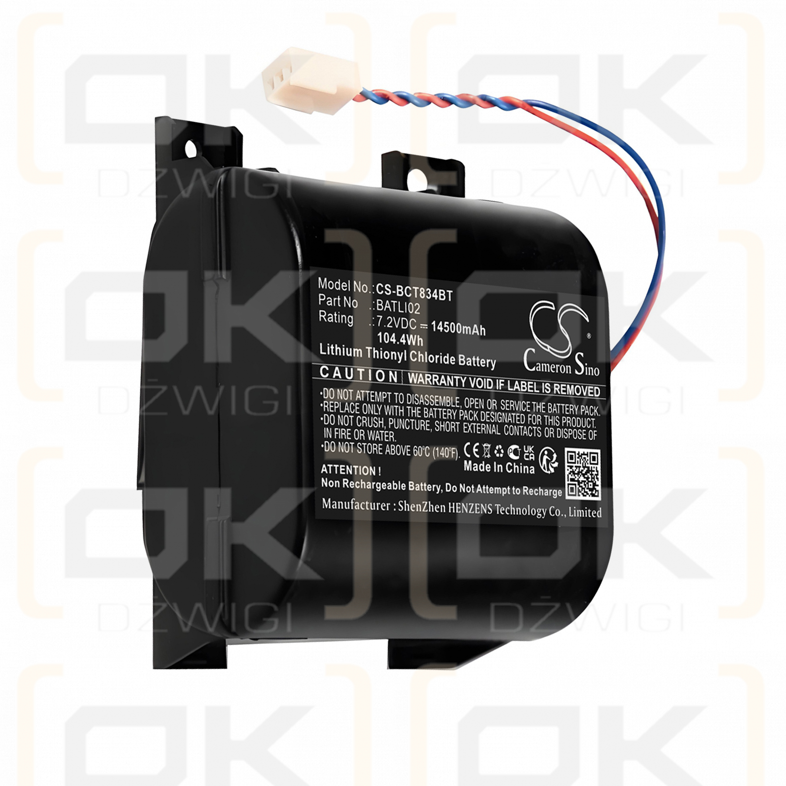 LOGISTY RL500 Radio relay / BATLI02 14500mAh Li-SOCl2 7.2V (Cameron Sino)