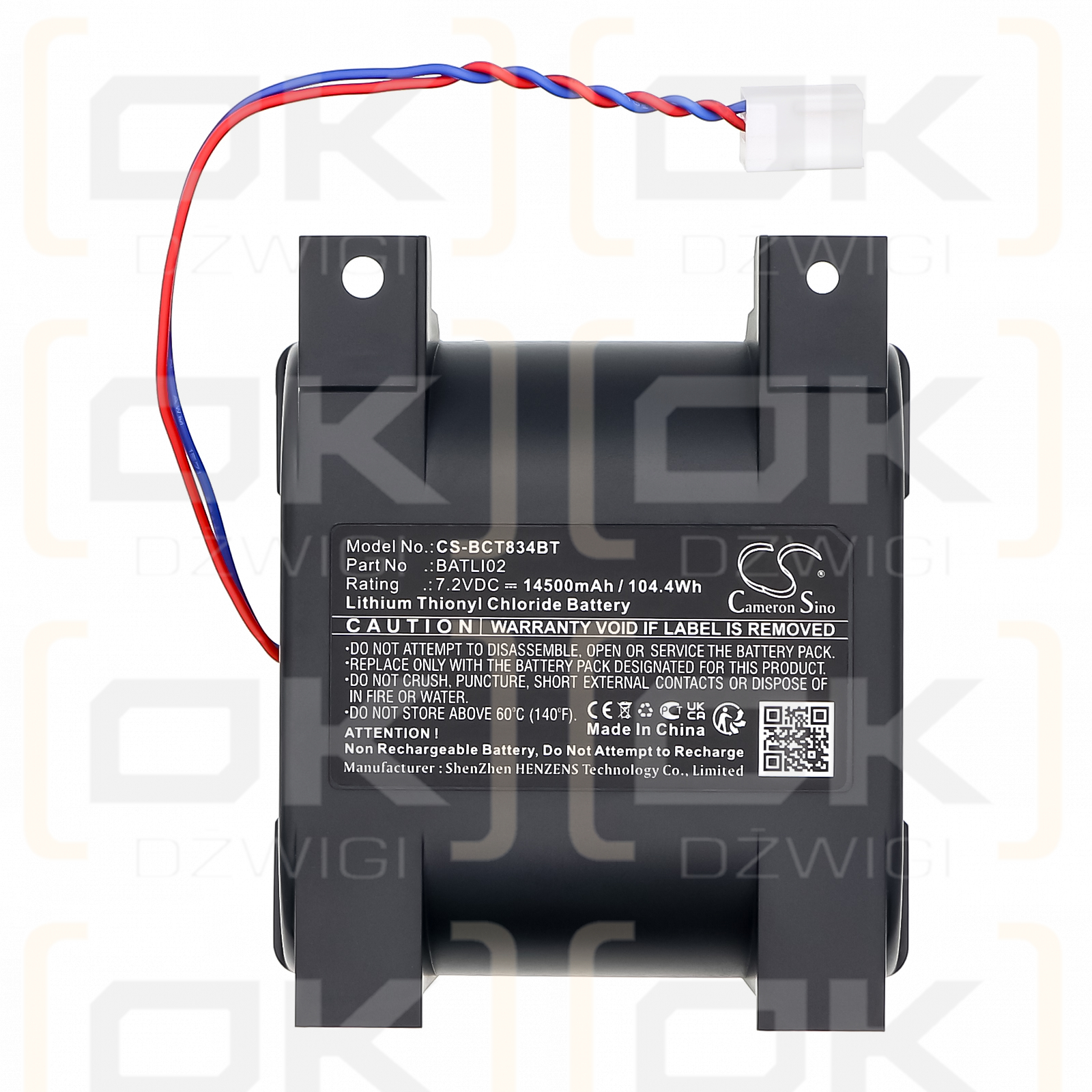 LOGISTY RL500 Radio relay / BATLI02 14500mAh Li-SOCl2 7.2V (Cameron Sino)