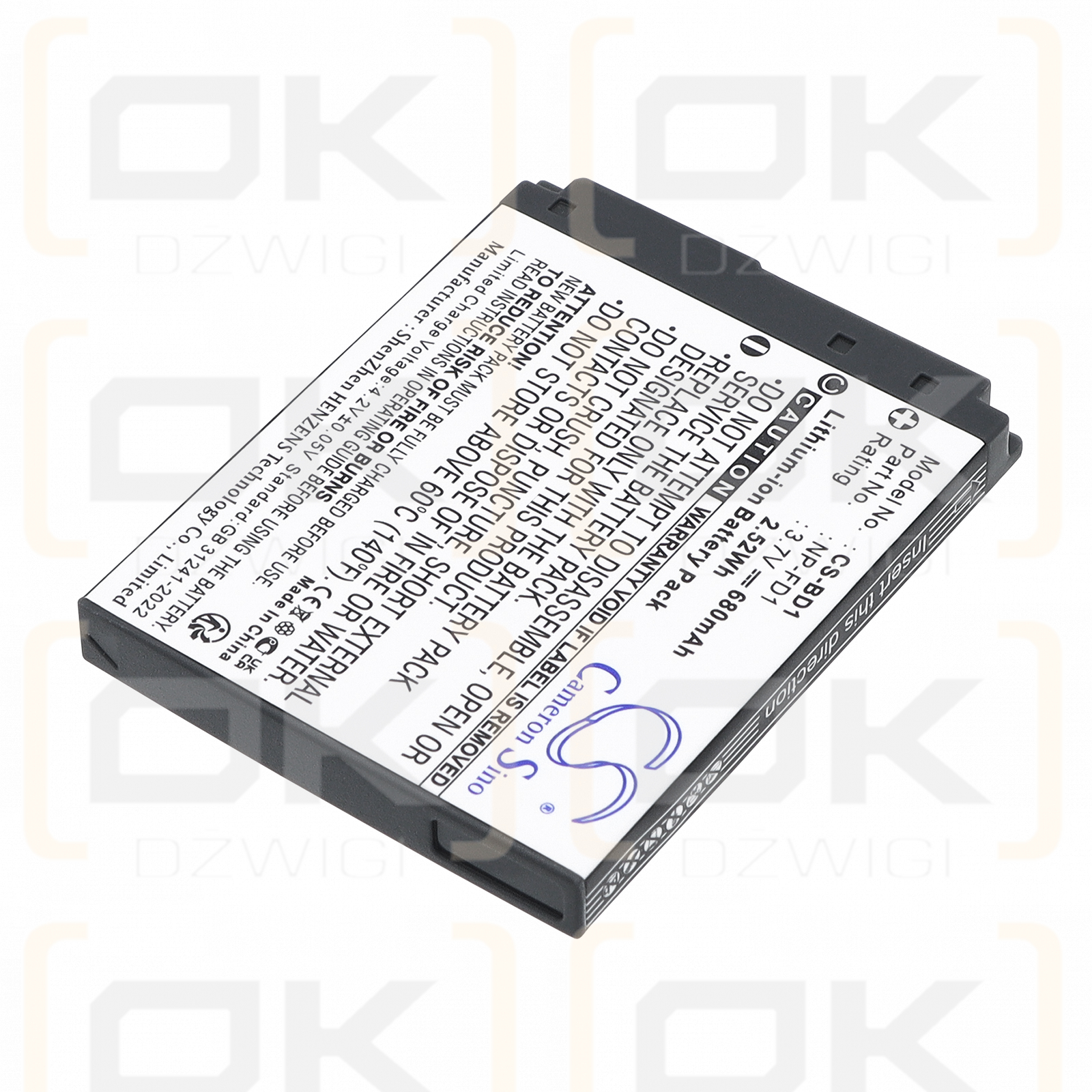 Ersatzakku für Sony Cyber-shot DSC-TX1S / NP-FD1 680 mAh Li-Ion 3,7 V (Cameron Sino)