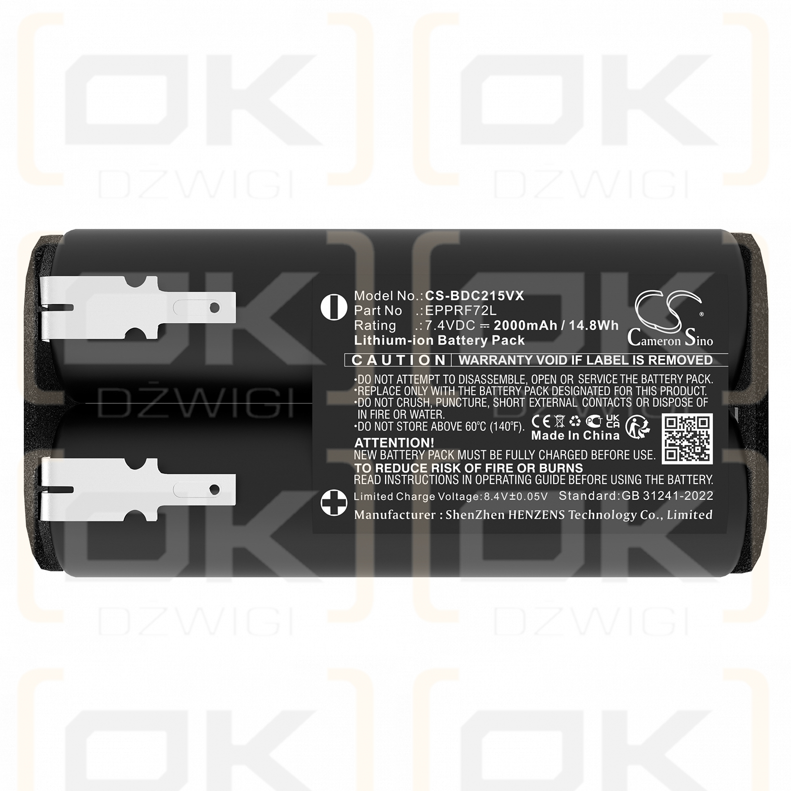 Black+Decker PSA215B-QW / EPPRF72L 2000mAh Li-ion 7.4V (Cameron Sino)