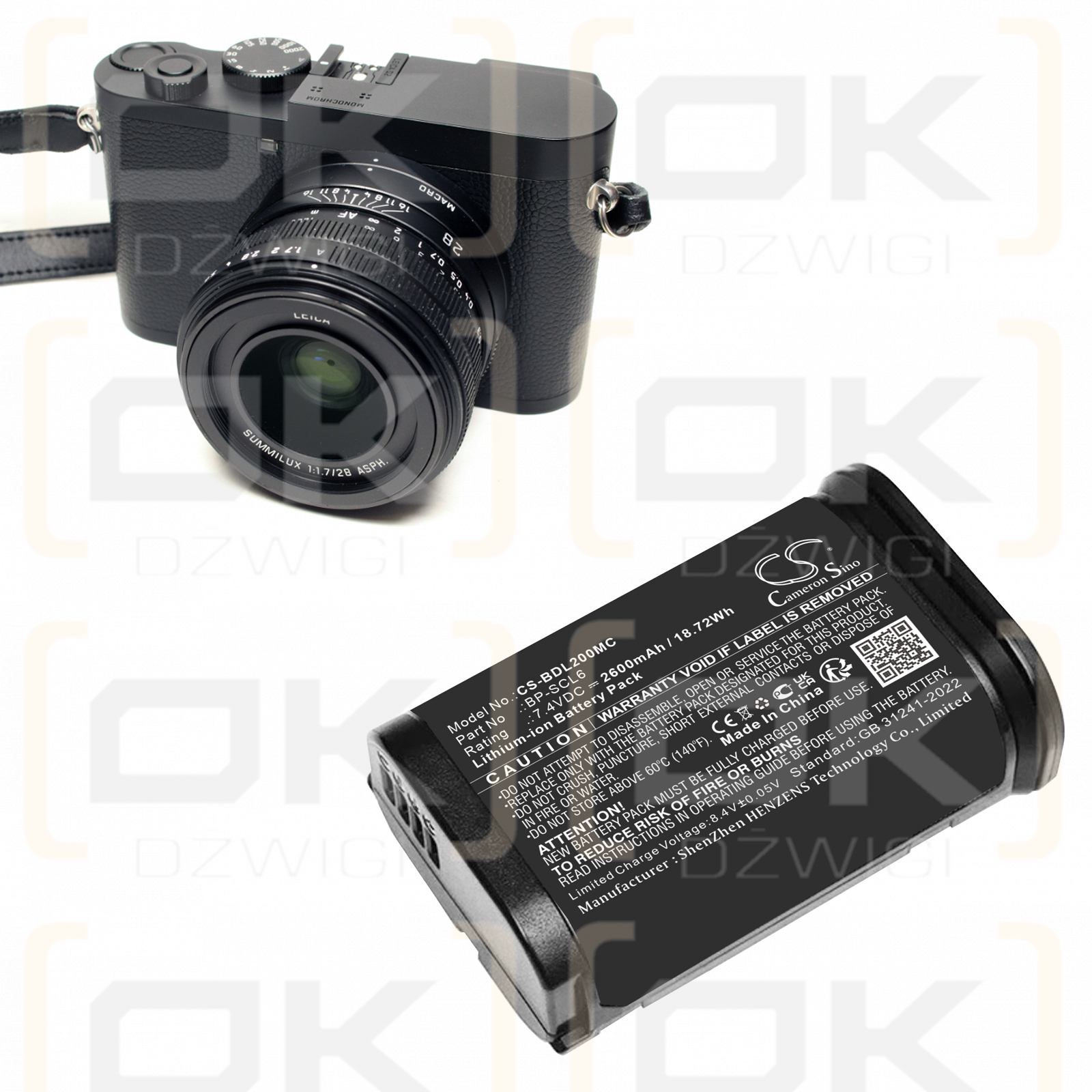 Leica SL2S / 19 531 2600mAh Li-ion 7.2V (Cameron Sino)
