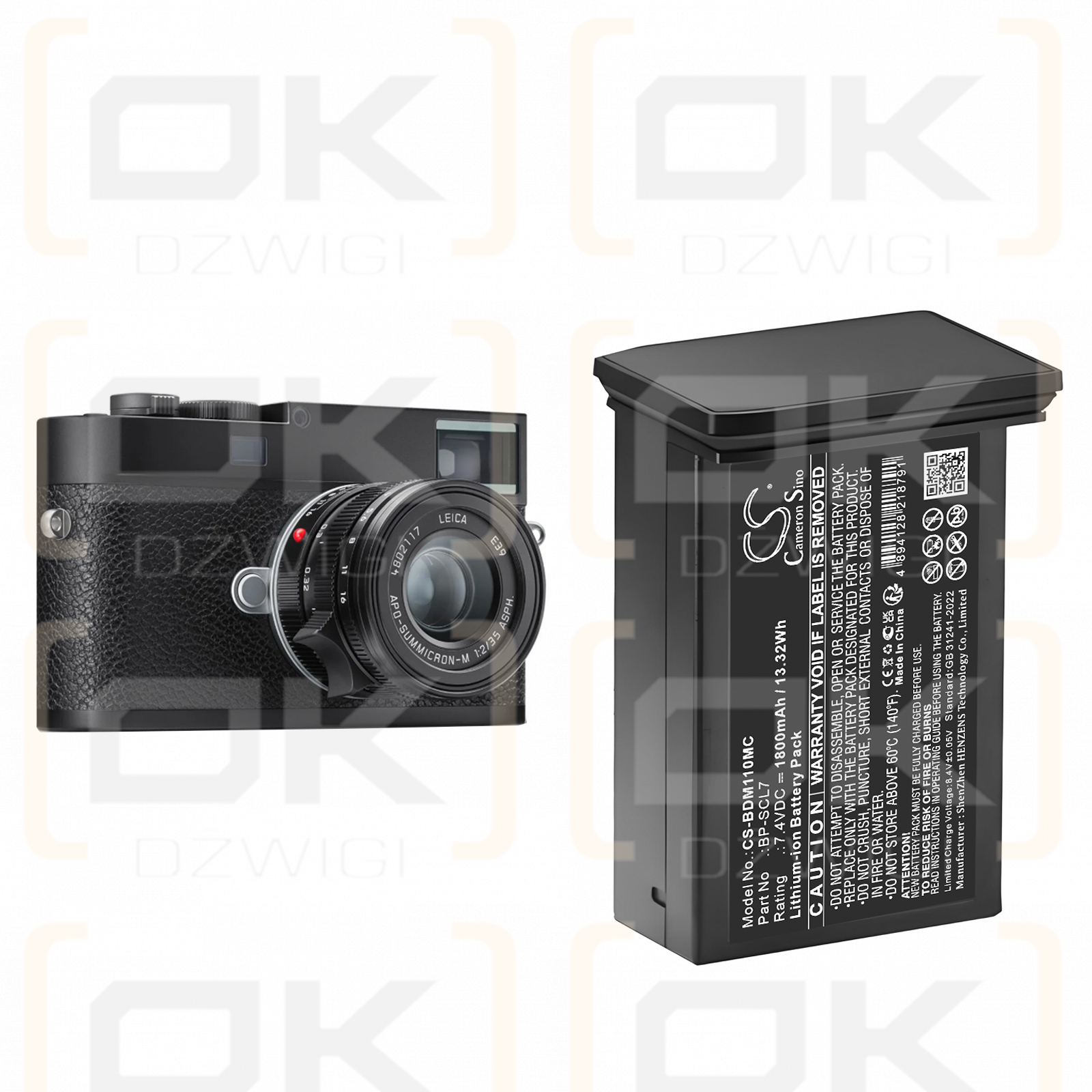 Leica M11P / BP-SCL7 1800mAh Li-ion 7.4V (Cameron Sino)