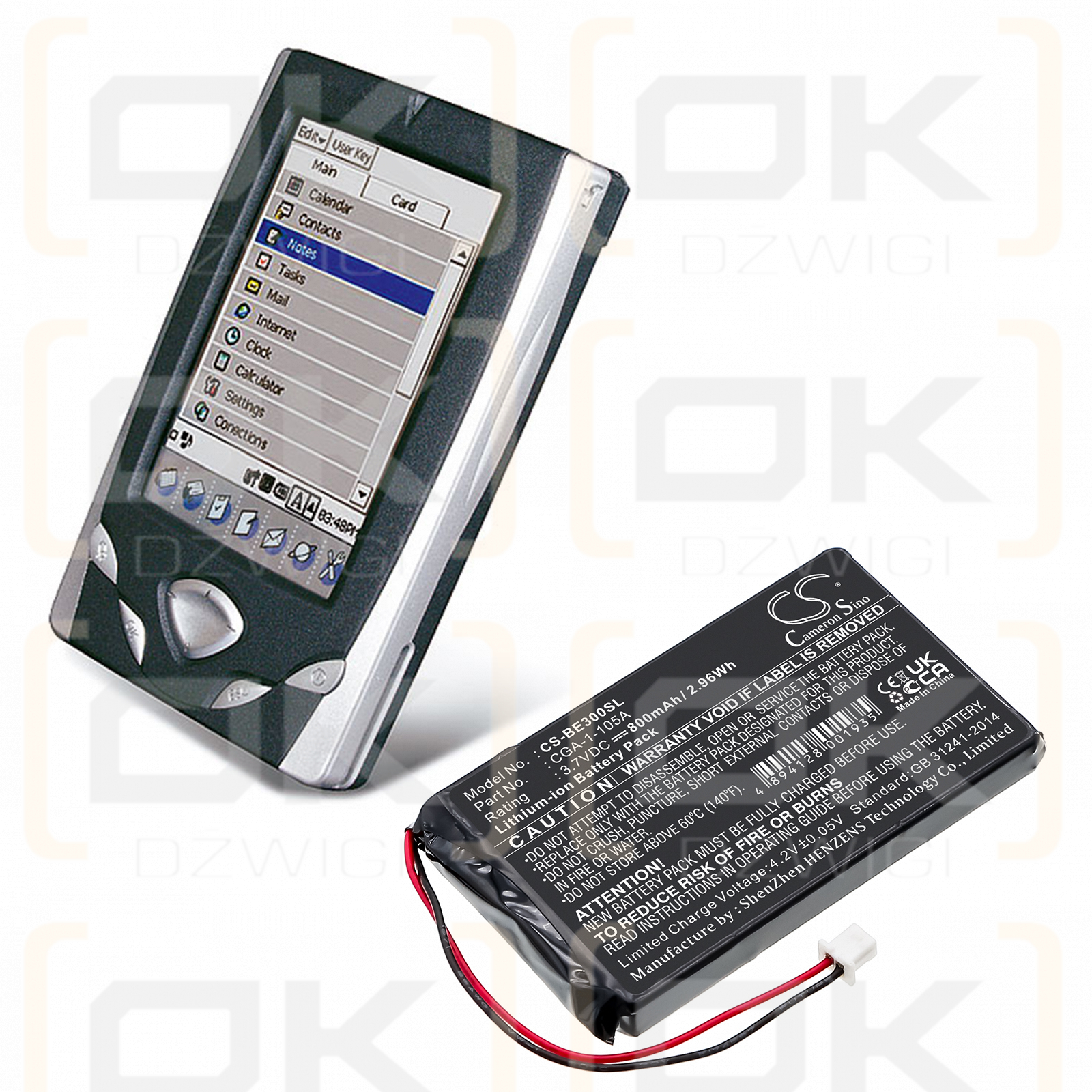 Casio Cassiopeia BE-500 / CGA-1-105A 800mAh Li-ion 3.7V (Cameron Sino)