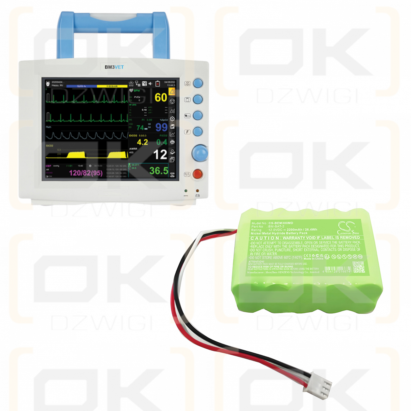 Bionet D2F1000001 ~ D2F11xxxxx (09/2004 ~ 11/2005) / BM-BAT-2 2200 mAh Ni-MH 12,0 V (Cameron Sino)
