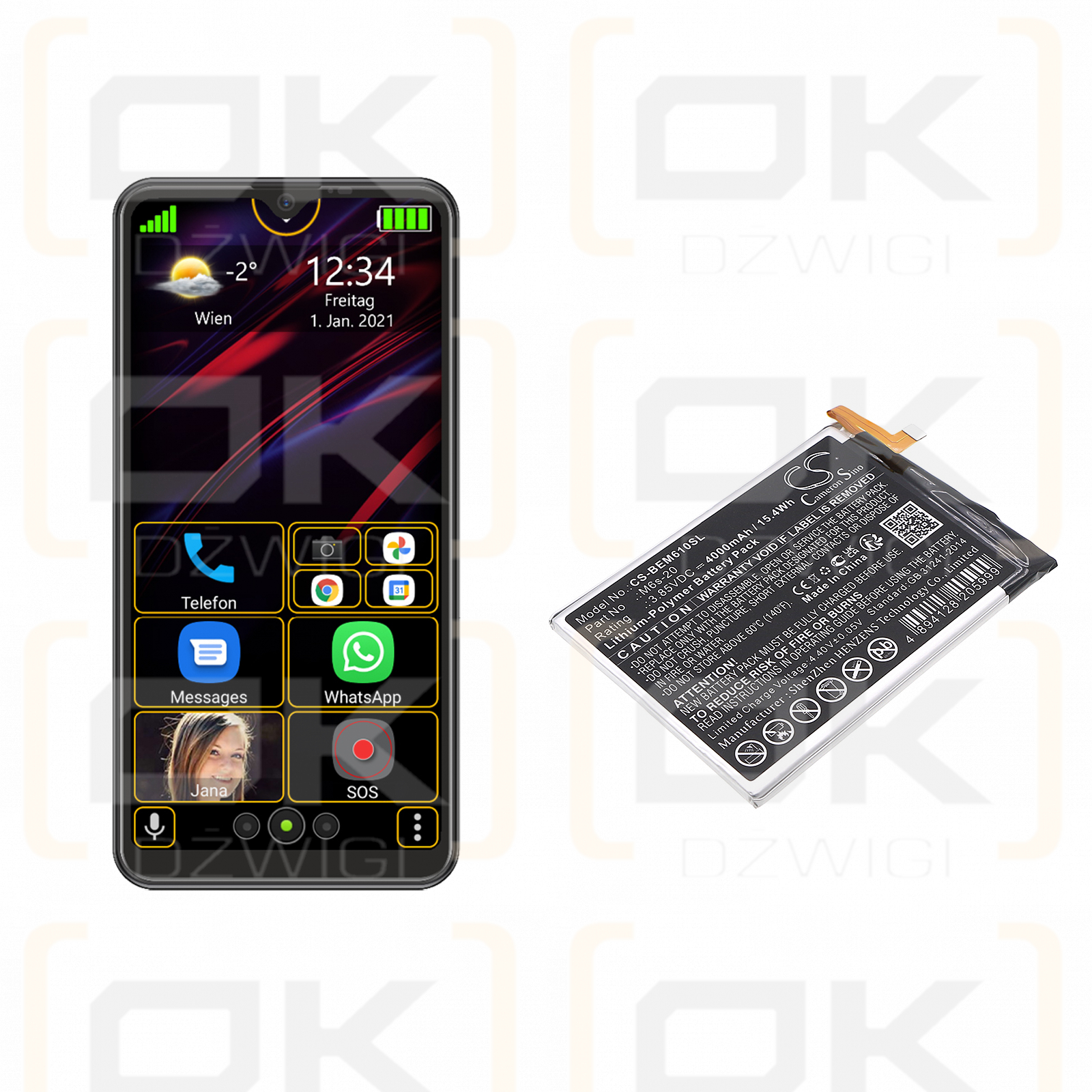 Bea-fon M6s / M6s-20 4000mAh Li-Polymer 3.85V (Cameron Sino)