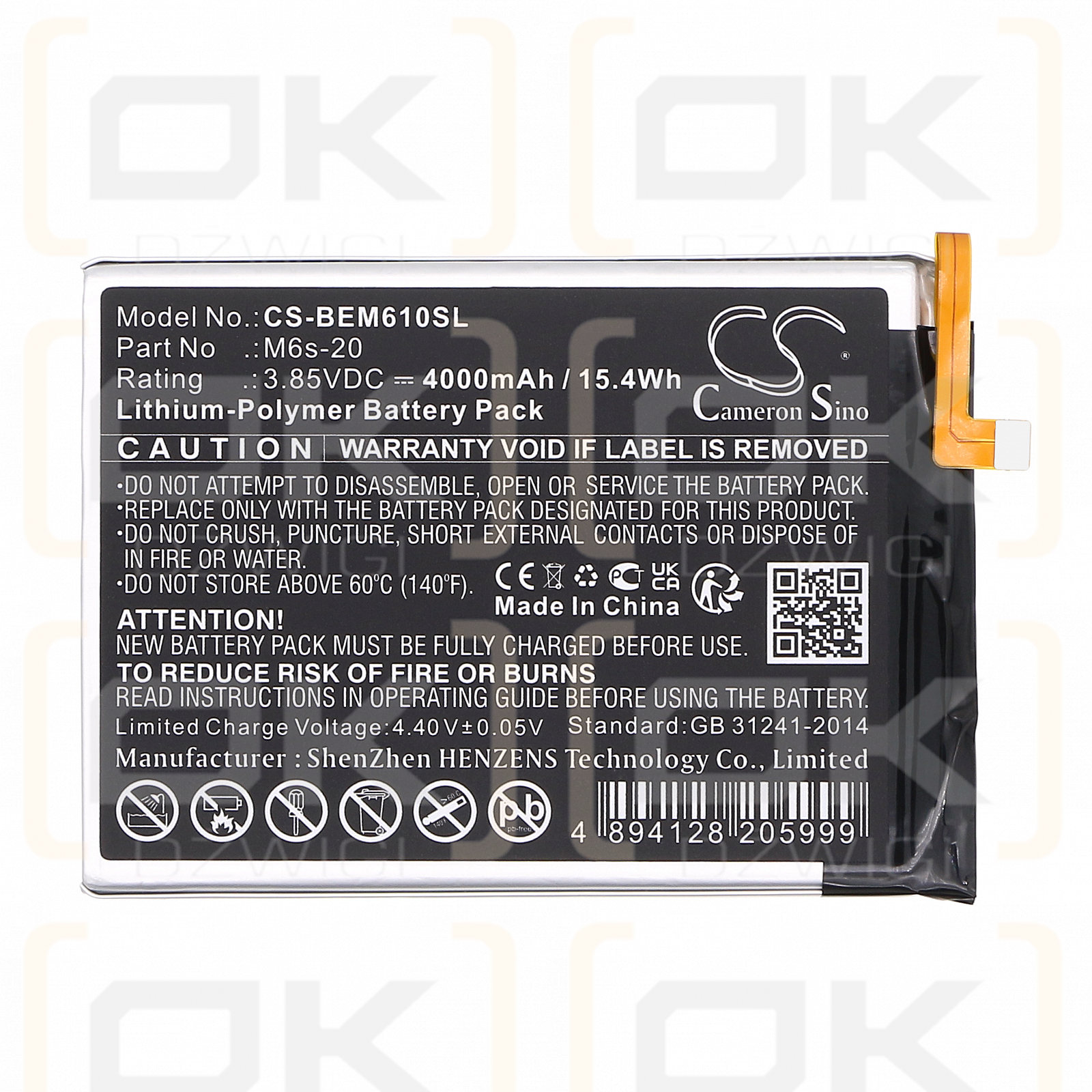 Bea-fon M6s / M6s-20 4000mAh Li-Polymer 3.85V (Cameron Sino)