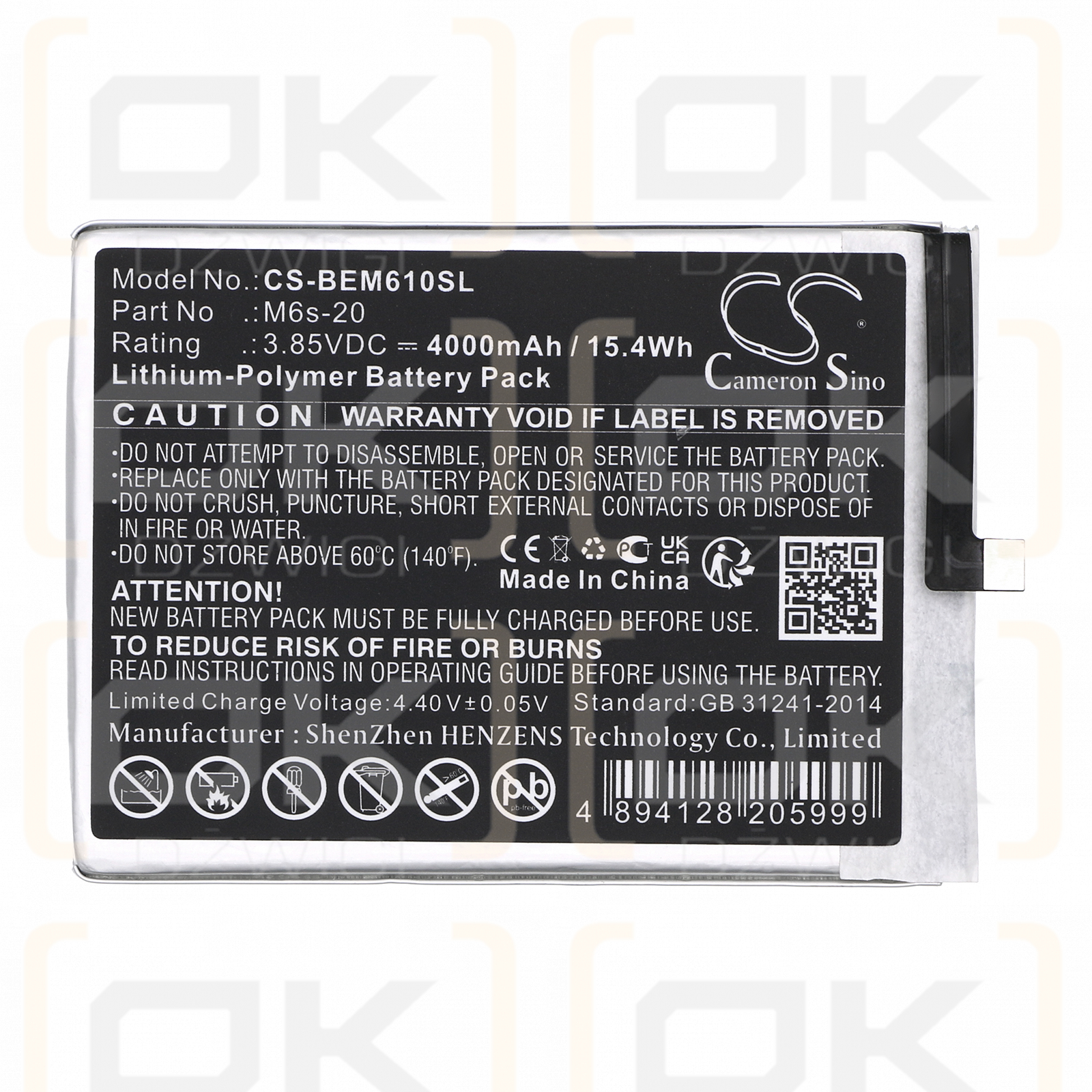 Bea-fon M6s / M6s-20 4000mAh Li-Polymer 3.85V (Cameron Sino)