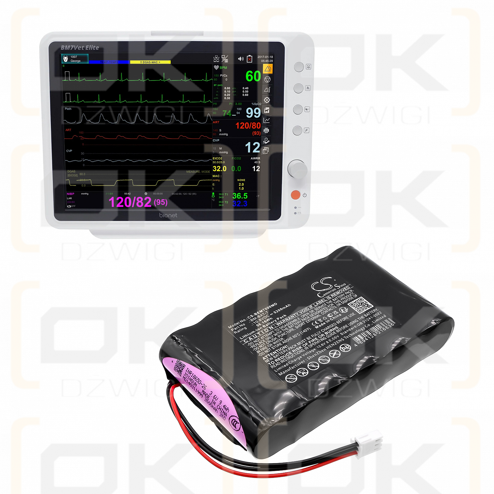 Bionet BM7 Vet Elite / 68L335-BIO-S 5200mAh Li-ion 10.8V (Cameron Sino)