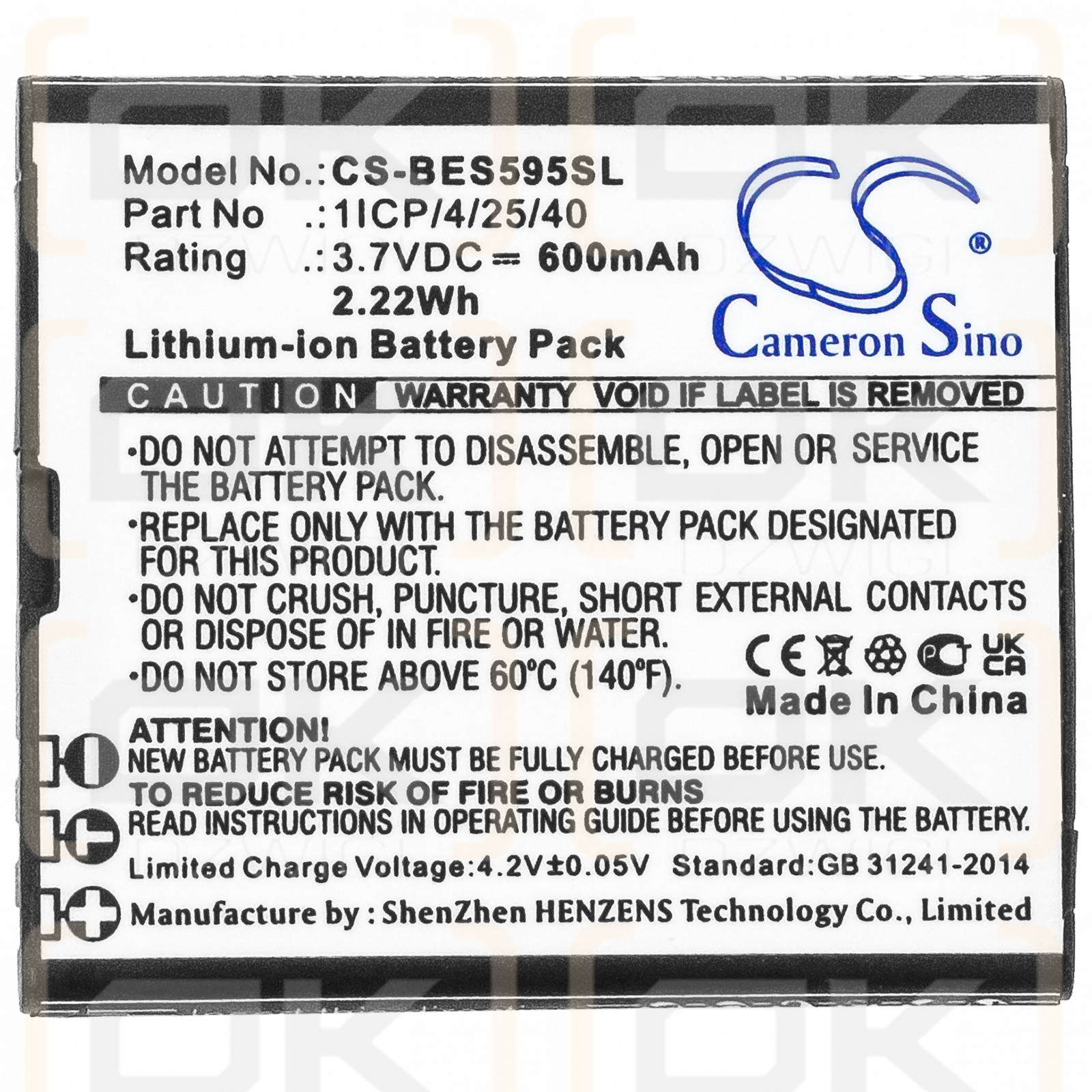 Bea-fon SL605 / 1ICP/4/25/40 600mAh Li-ion 3.7V (Cameron Sino)