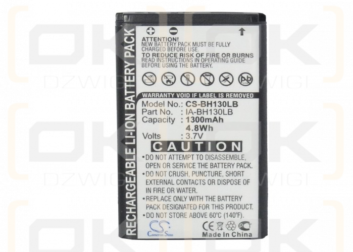 Samsung SMX-C200 / IA-BH130LB 1300mAh Li-ion 3.7V (Cameron Sino)